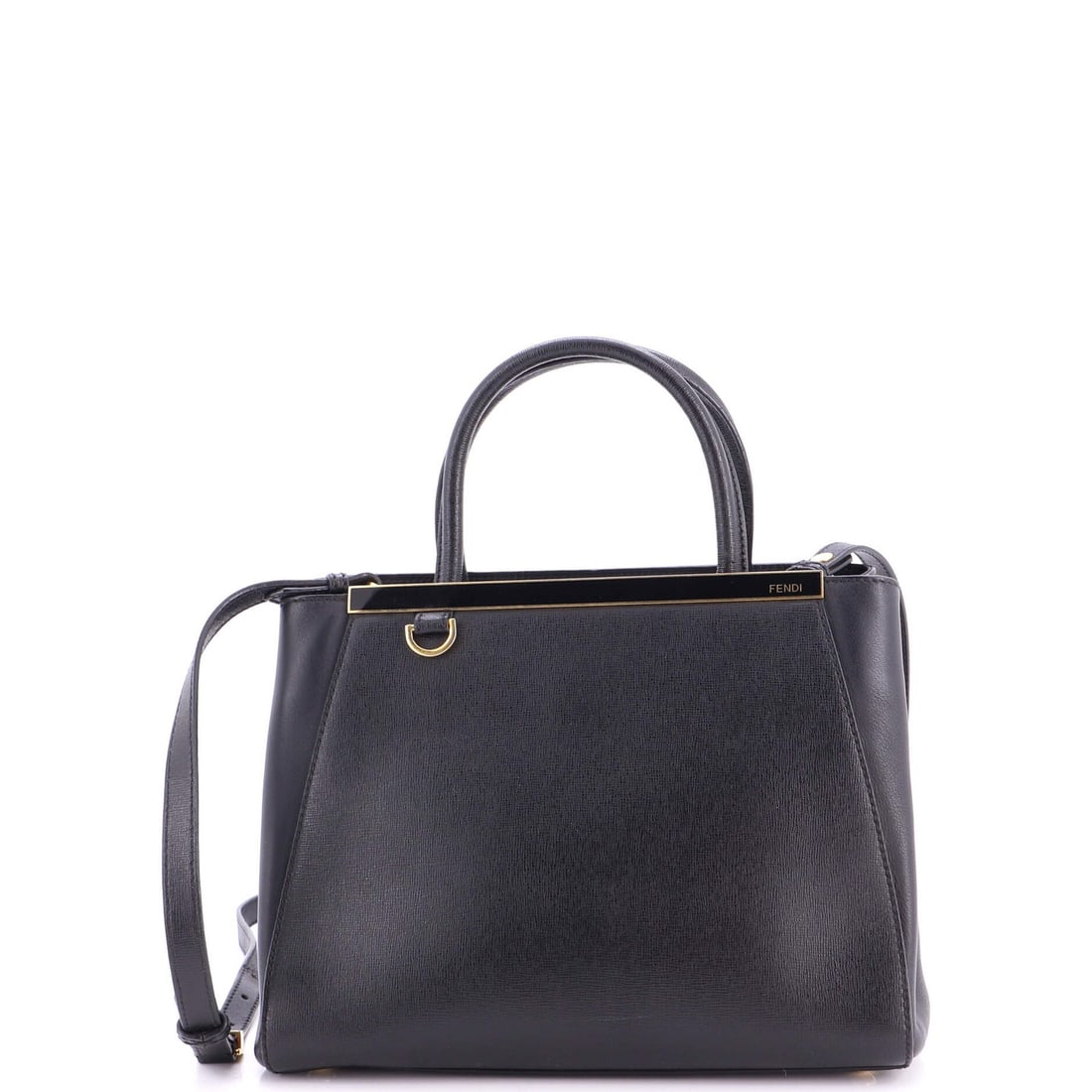 Fendi 2Jours Bag Leather Petite: Fendi 2Jours Bag Leather Petite The Fendi 2Jours Bag Leather Petite boasts sleek, all-black design with gold hardware. With its petite size and top handle, this stylish bag features a classic