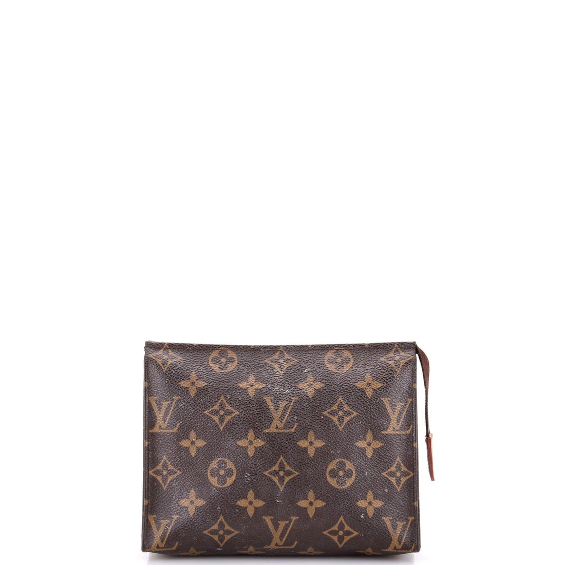 Louis Vuitton Toiletry Pouch Monogram Canvas 19: Louis Vuitton Toiletry Pouch Monogram Canvas 19 Brown Louis Vuitton Toilety Pouch Monogram Canvas 19, measuring 6" x 7" x 2". The exterior features a canvas coated design with brown color and gold