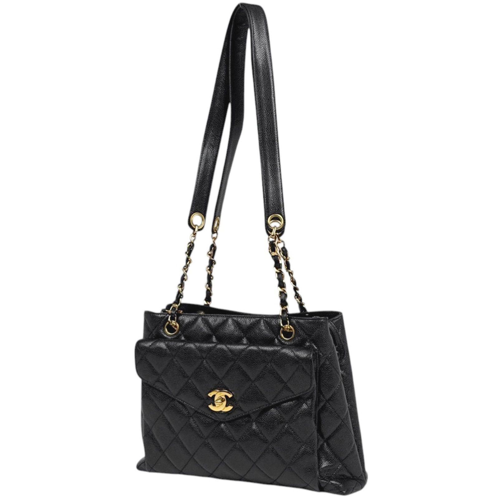 Chanel Shoulder Bag Tote Bag Grained Calfskin: Chanel Shoulder Bag Tote Bag Grained Calfskin Grained Calfskin Chanel Shoulder Bag Tote Bag in Black. This classic shoulder bag features high-quality grained calfskin material, a timeless design, and