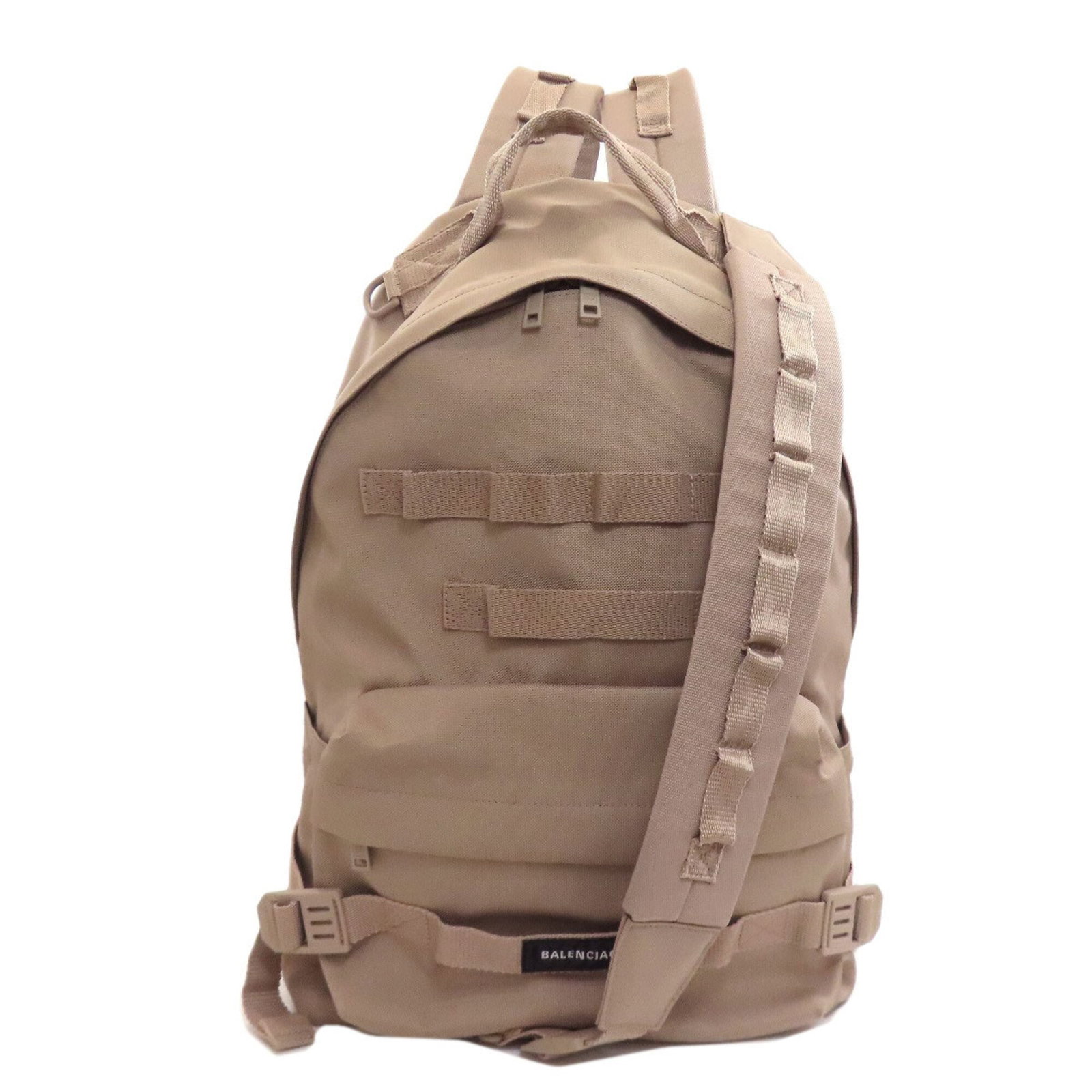 Nylon Canvas Backpack Balenciaga: Nylon Canvas Backpack Balenciaga Nylon canvas backpack from Balenciaga, featuring a classic design with a beige color and precise measurements at 44cm x 34cm x 14cm. The bag's durable nylon canvas mat