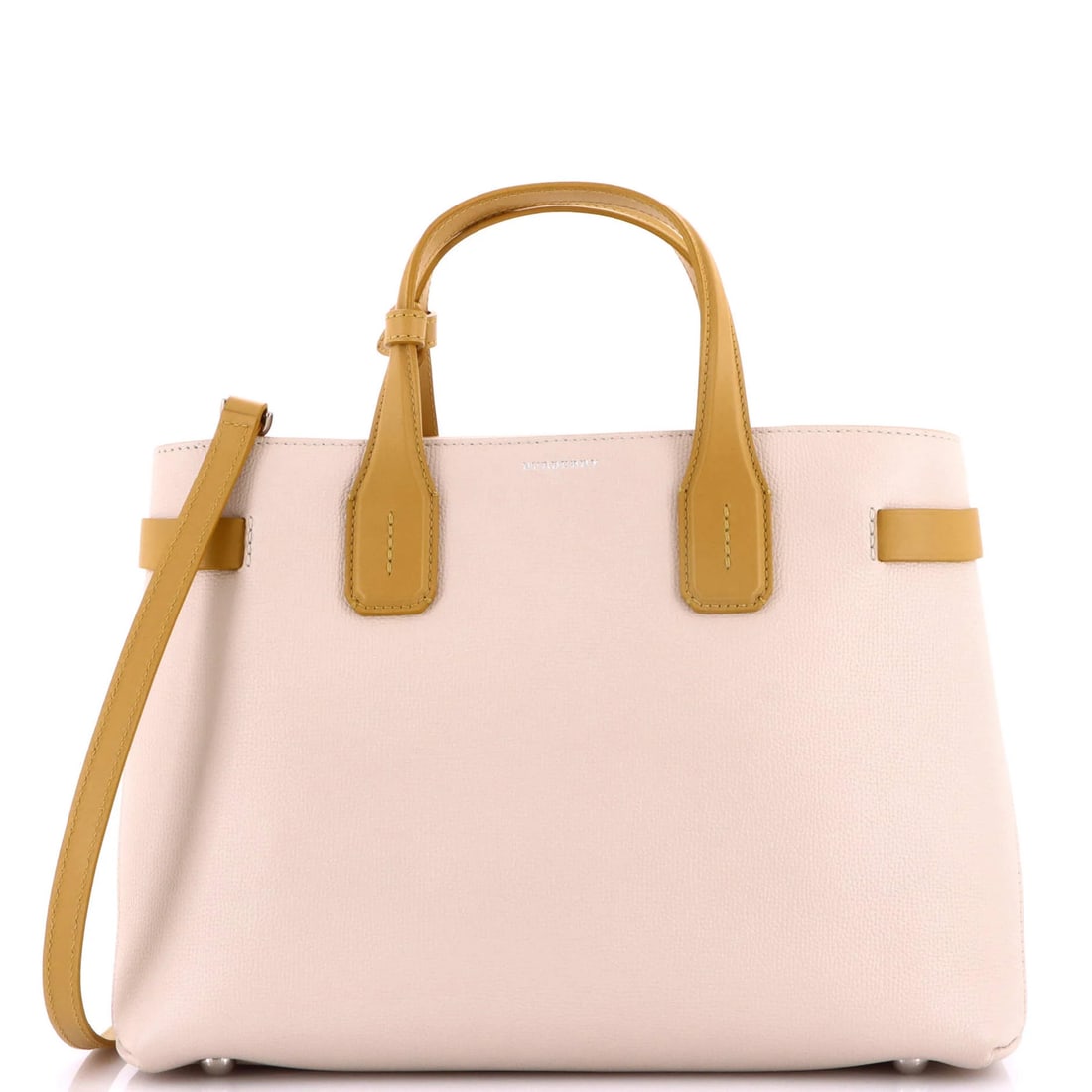 Burberry Banner Tote Leather Medium: Burberry Banner Tote Leather Medium The Burberry Banner Tote Leather Medium is a neutral-toned, medium-sized tote with a classic design. Made from high-quality leather and featuring a poignet strap wi