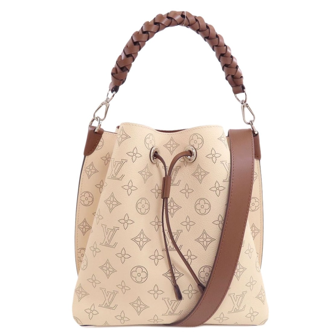 Mulia Mahinareza M55801 Louis Vuitton: Mulia Mahinareza M55801 Louis Vuitton The Mulia Mahinareza M55801 Louis Vuitton handbag boasts an elegant white exterior crafted from high-quality Mahinareza material, complemented by a detachable str