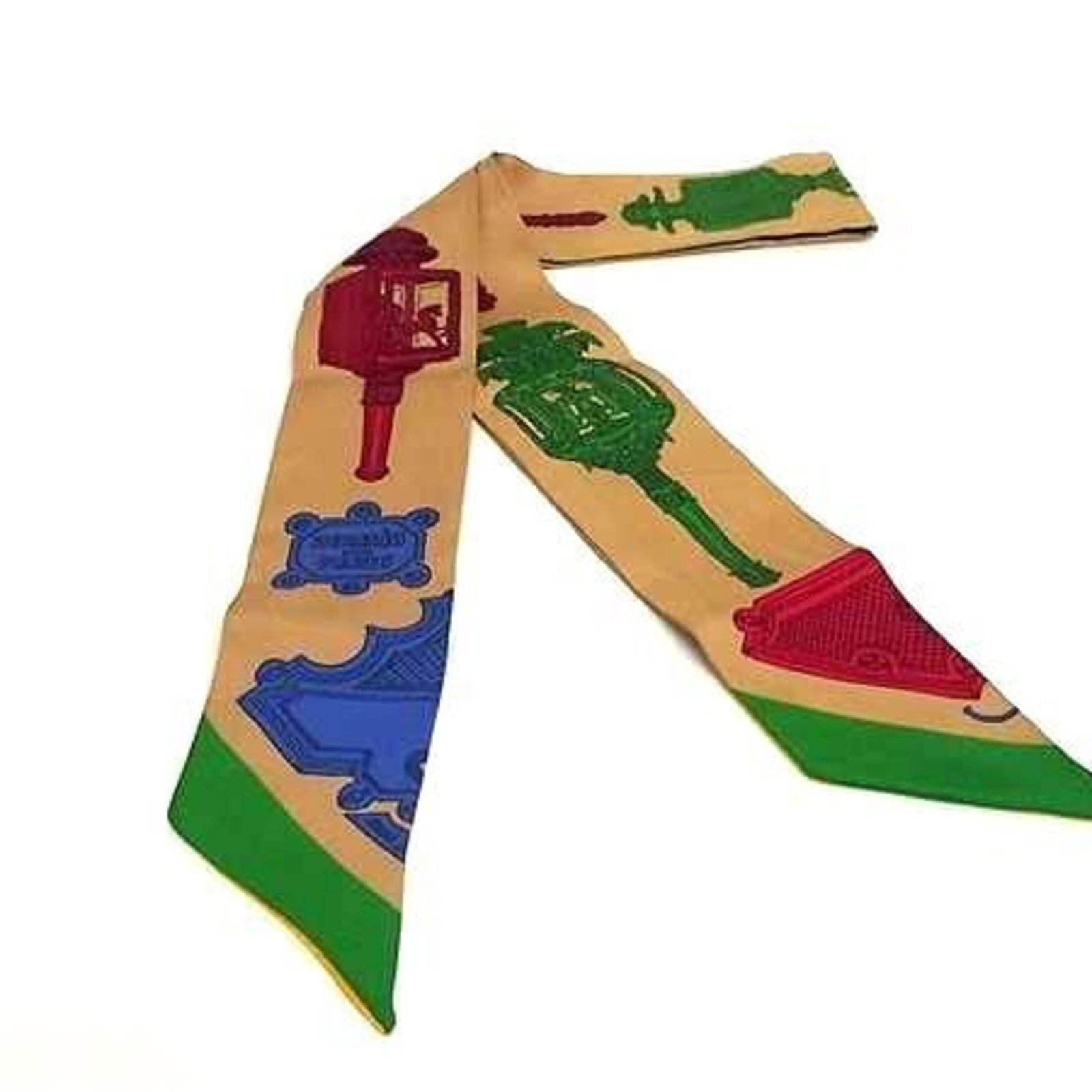 Silk Hermes Scarf 100%: Silk Hermes Scarf 100% Silk Hermes Twilly Scarf in vibrant multi-color design, crafted from 100% high-quality silk. Measuring 84cm x 5.2cm, this elegant accessory features a classic French twist with