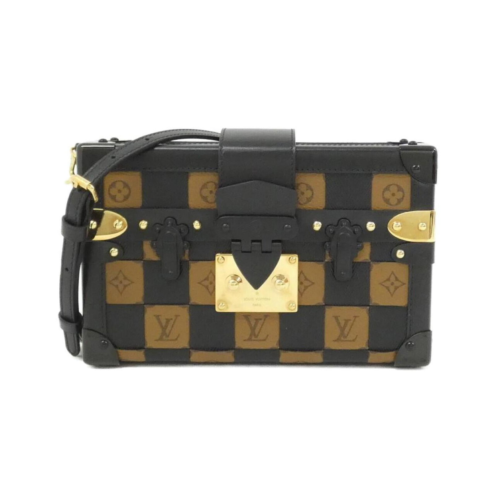 Canvas Leather coated shoulder bag from Louis Vuitton: Canvas Leather coated shoulder bag from Louis Vuitton Coated canvas and calf leather come together in sleek, black design. Gold hardware adds a touch of elegance to the classic shoulder bag. A