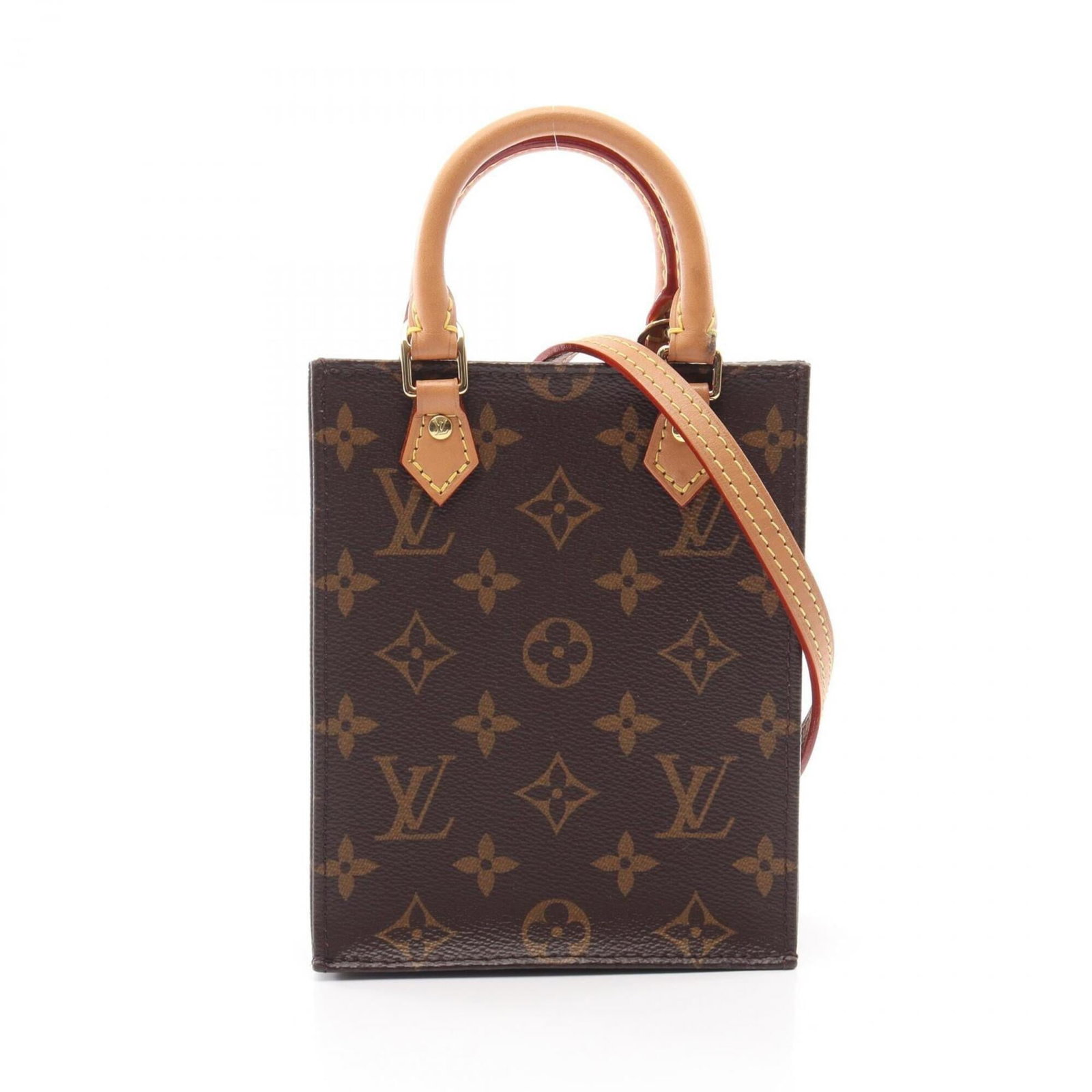 Leather Monogram Louis Vuitton Handbag: Leather Monogram Louis Vuitton Handbag Monogrammed leather bag from Louis Vuitton, featuring the iconic monogram pattern in brown. This stylish handbag measures 17cm x 13.5cm x 4.5cm and is made from