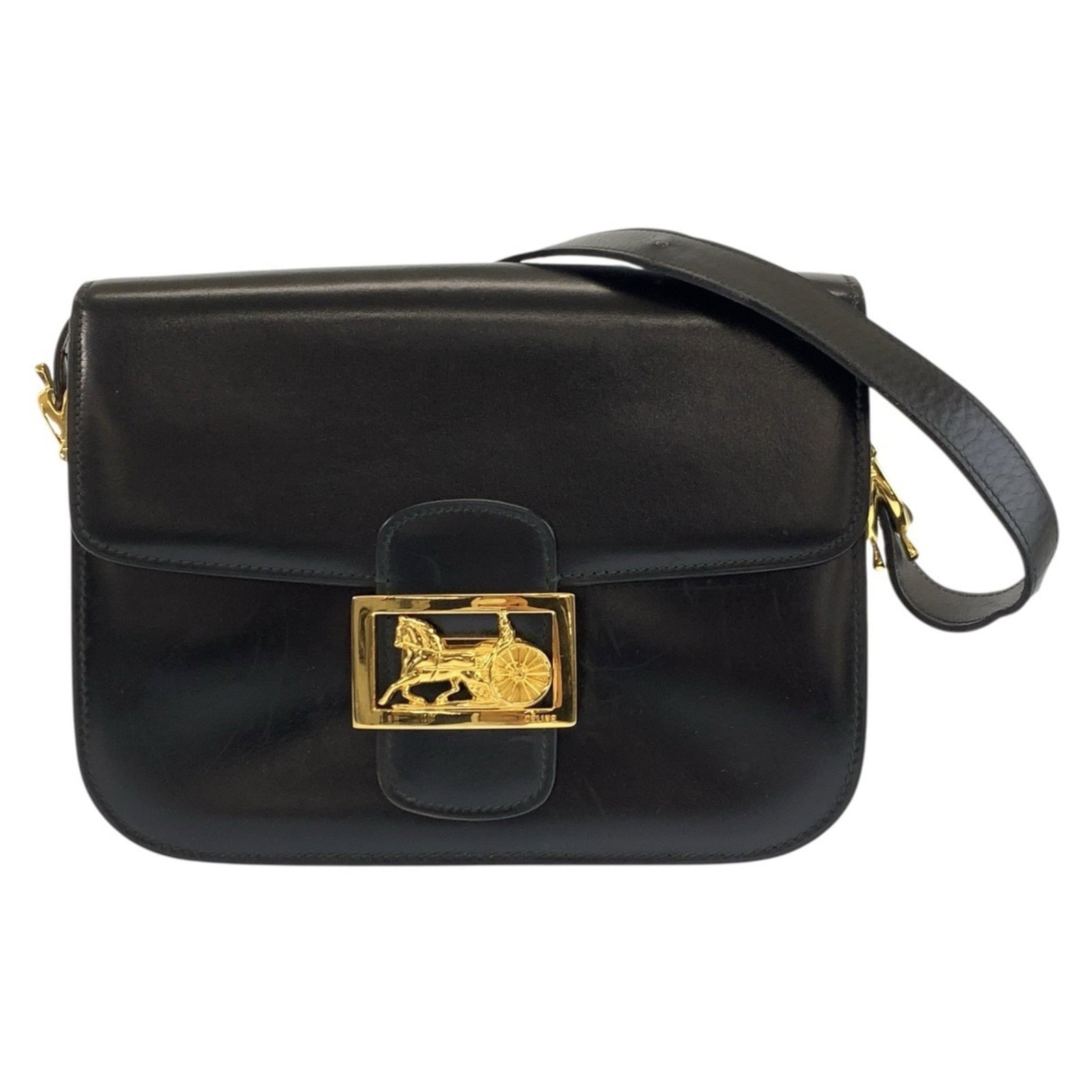 Celine Handbag Shoulder Bag Leather: Celine Handbag Shoulder Bag Leather Black leather Celine shoulder bag with classic design and sleek silhouette. Made in France, this handbag features high-quality leather construction and precise