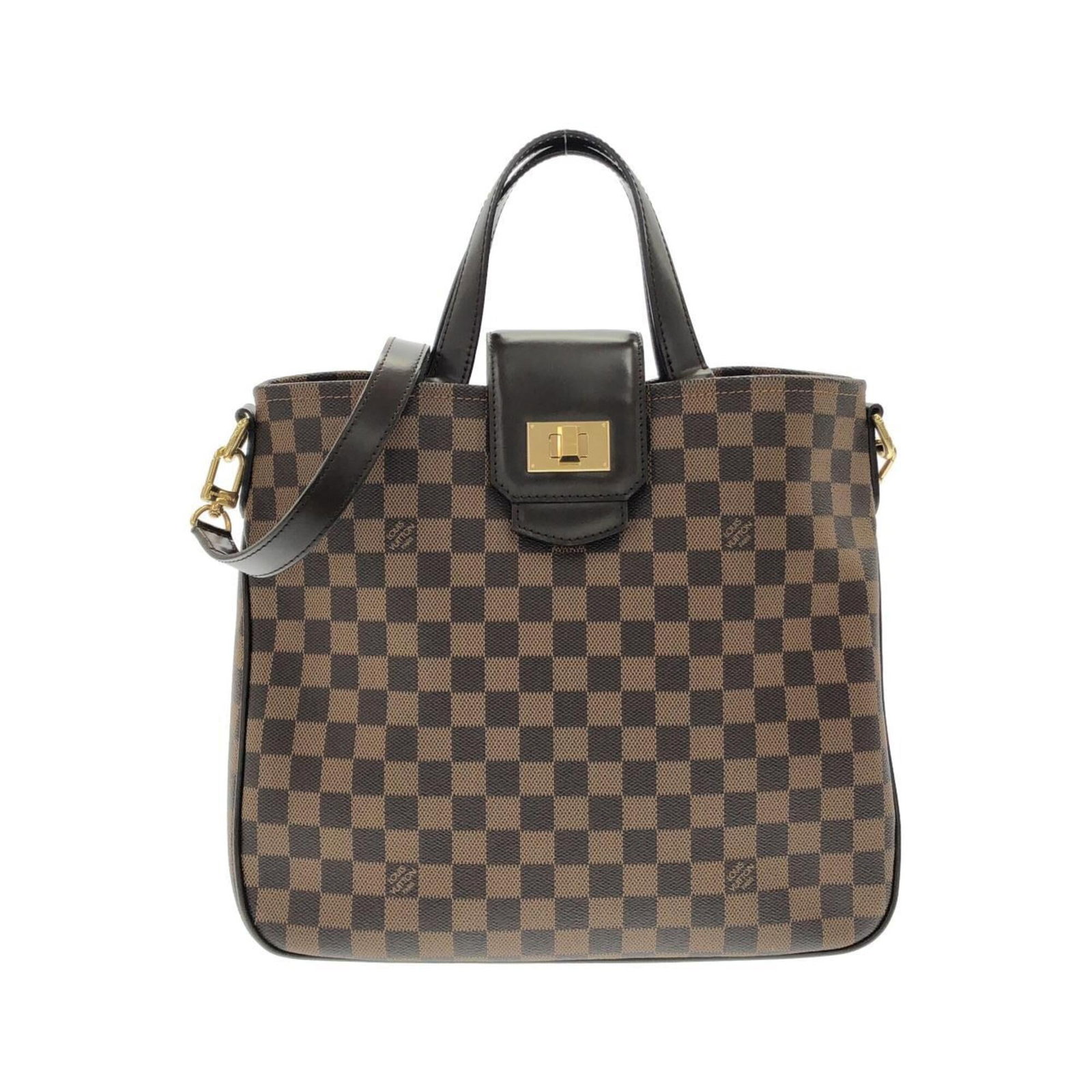 Canvas Coated Louis Vuitton Handbag: Canvas Coated Louis Vuitton Handbag Canvas Coated Louis Vuitton Handbag bears a signature and features coated canvas material, gold hardware, and Ebene color. Measuring 29cm x 32cm x 14cm, it is desig