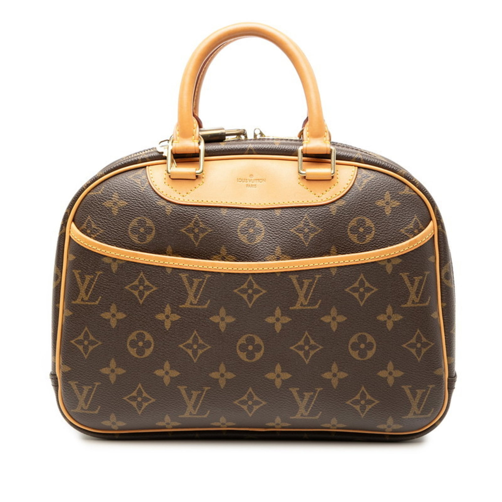 Vuitton Pvc Leather Handbag Louis: Vuitton Pvc Leather Handbag Louis Vuitton's iconic design meets modern convenience in this Louis handbag, crafted from high-quality PVC and leather. The classic brown color and sleek dimensions make