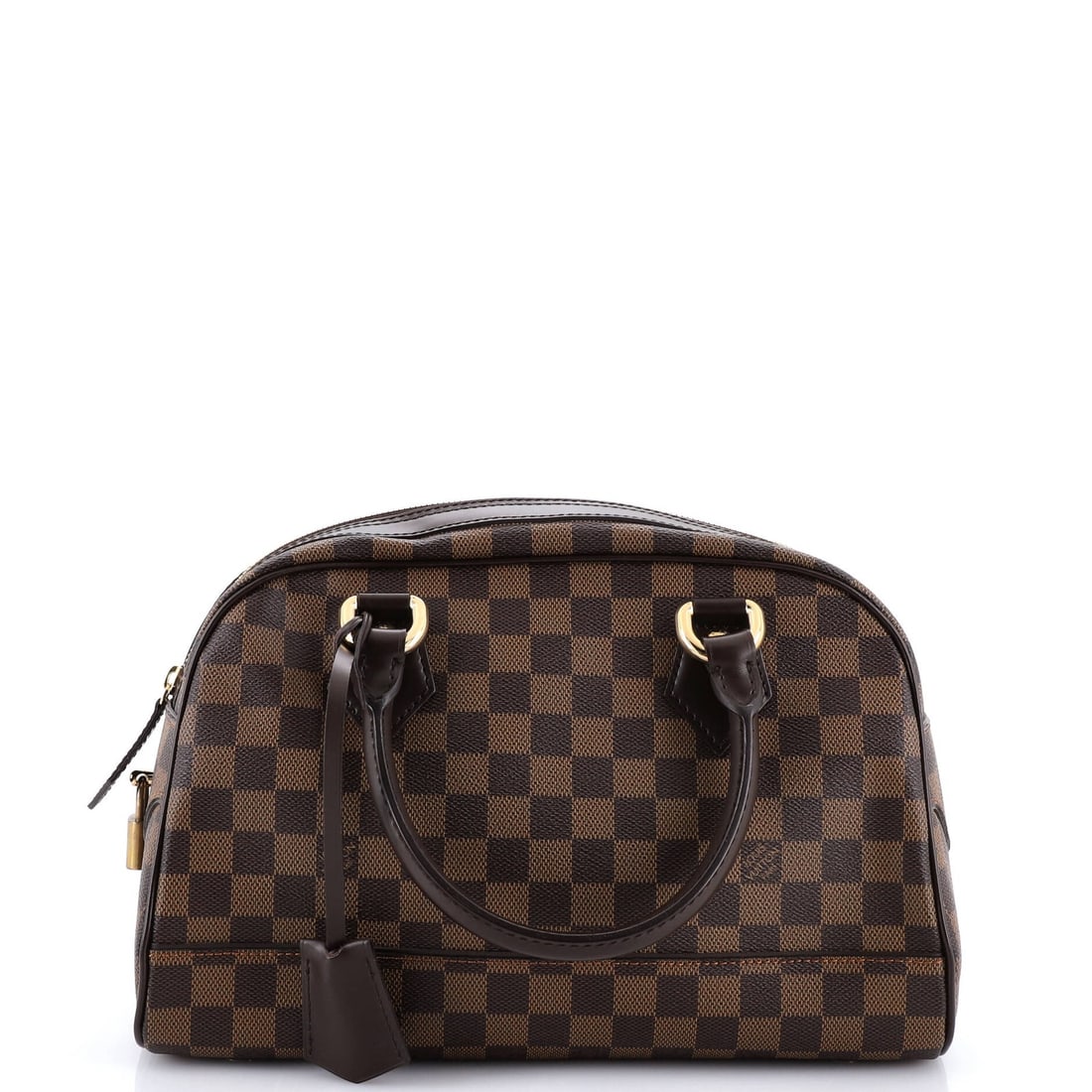 Boston Damier Louis Vuitton Duomo: Boston Damier Louis Vuitton Duomo The Boston Damier Louis Vuitton Duomo bag boasts a classic bowler design with a rich brown canvas exterior, adorned with iconic Damier patterns. This stylish handbag 