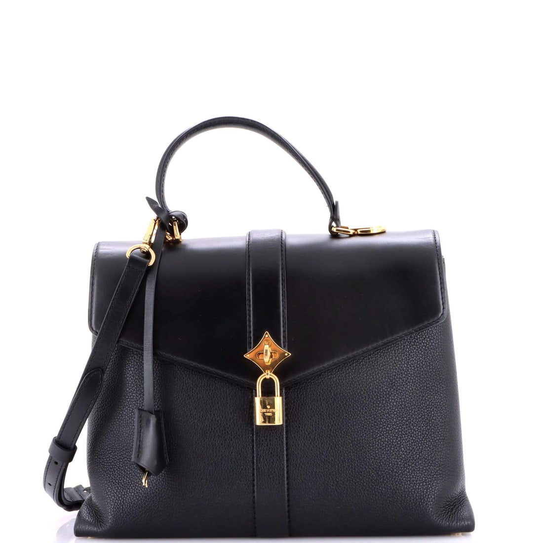 Leather Louis Vuitton Rose des Vents Bag MM: Leather Louis Vuitton Rose des Vents Bag MM Black Leather Louis Vuitton Rose des Vents Bag MM with gold hardware, featuring a classic top handle design and interior lined in black leather. Minor scuff