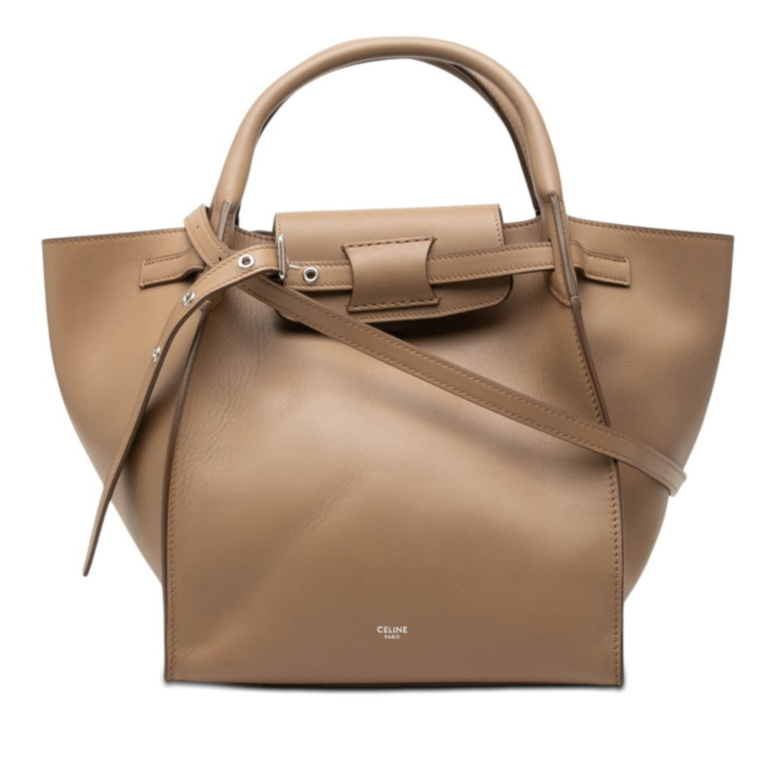 Celine Handbag Shoulder Bag Leather: Celine Handbag Shoulder Bag Leather Celine Handbag Shoulder Bag Leather features a classic design with a beige leather finish, complemented by a belt closure and adjustable strap. The bag measures
