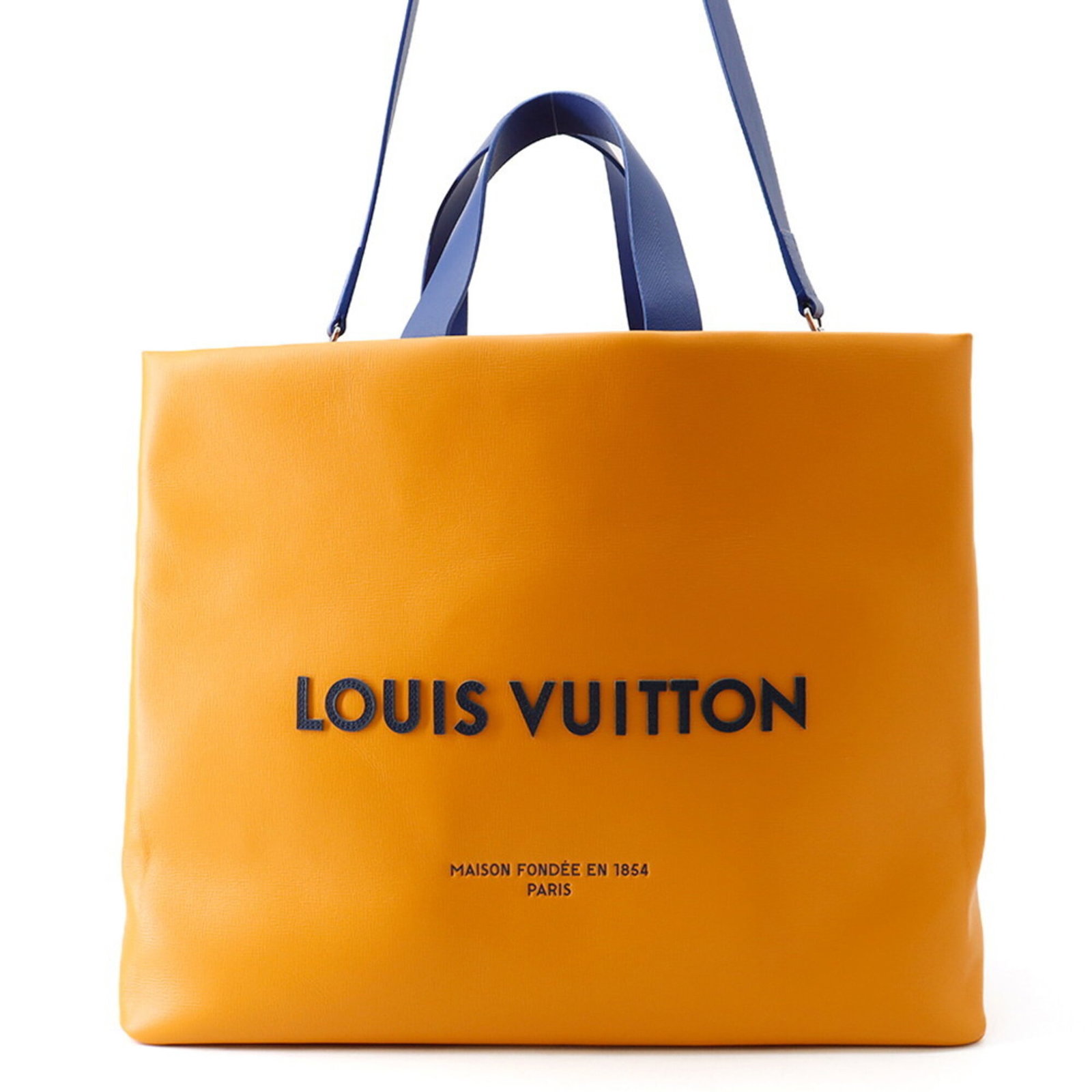 Louis Vuitton Handbag Tote Bag Leather: Louis Vuitton Handbag Tote Bag Leather Saffron-colored Louis Vuitton tote bag made from high-quality leather, featuring the iconic brand's signature style and design. This stylish handbag measures