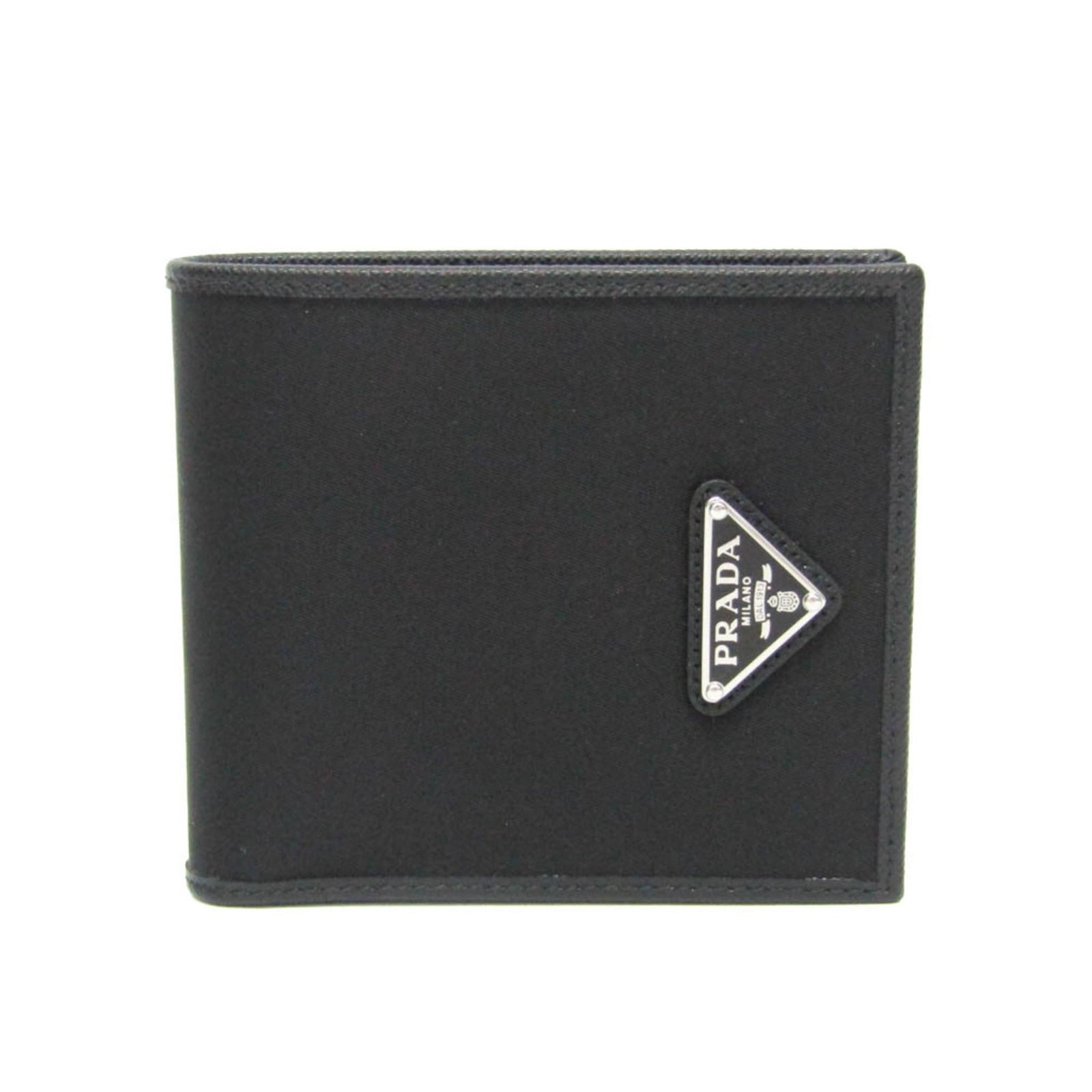 Prada Wallet (Bi-Fold) Leather Nylon: Prada Wallet (Bi-Fold) Leather Nylon Black Prada Tessuto bi-fold wallet made from high-quality leather and nylon, featuring an open closure, coin purse/coin case, bill slot, card slots, and a total