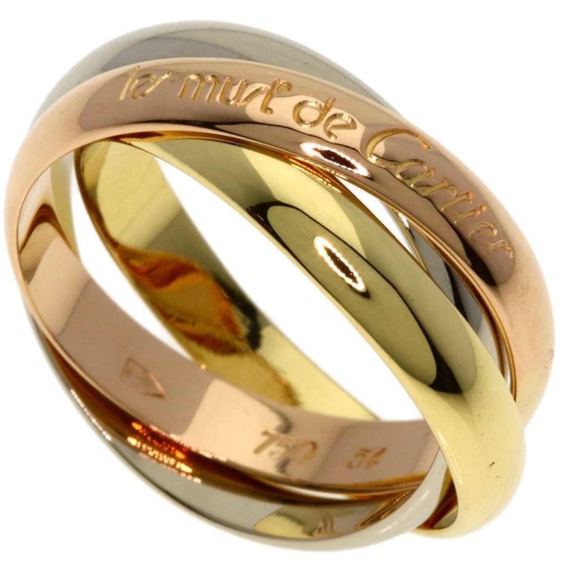 Yellow Gold K18 Trinity Ring Cartier #54: Yellow Gold K18 Trinity Ring Cartier #54 K18 Yellow Gold Cartier Trinity Ring #54 boasts its striking gold metal exterior, crafted from the prestigious K18 purity. This elegant ring features a