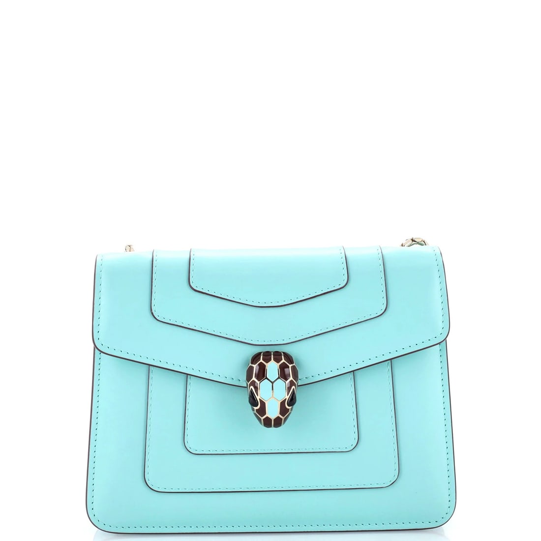 Serpenti Forever Square Leather Small Shoulder Bag: Serpenti Forever Square Leather Small Shoulder Bag The Serpenti Forever Square Leather Small Shoulder Bag boasts sleek, modern design with a bold blue exterior and rich burgundy interior. Its durable 