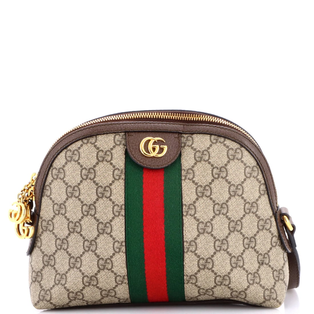 Gucci Ophidia Dome Shoulder Bag GG Coated Canvas Small: Gucci Ophidia Dome Shoulder Bag GG Coated Canvas Small The Gucci Ophidia Dome Shoulder Bag GG Coated Canvas Small boasts a timeless design with a rich brown canvas exterior, complemented by satin blue