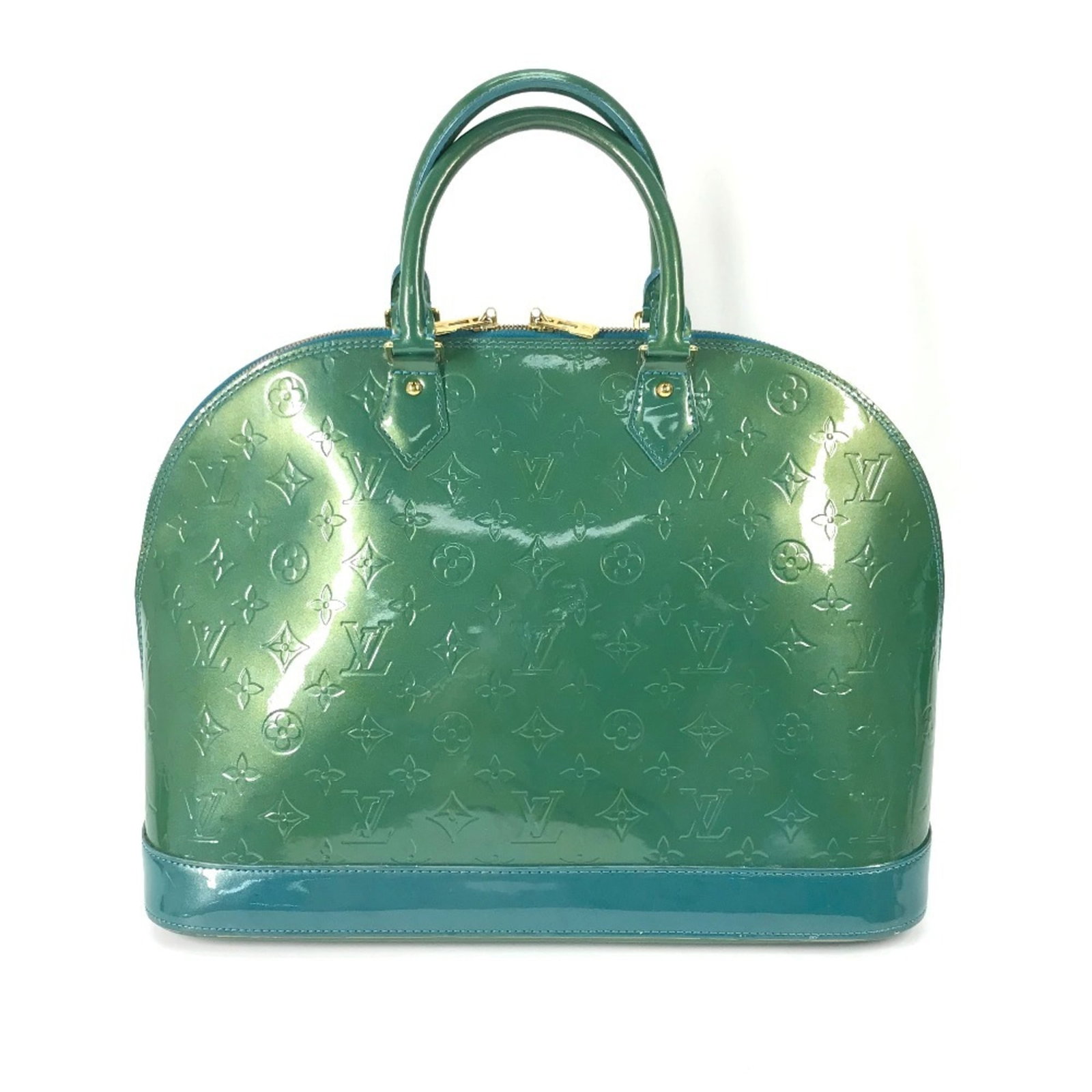 Tote Bag Monogram Handbag Louis Vuitton Vernis: Tote Bag Monogram Handbag Louis Vuitton Vernis The Louis Vuitton Vernis Alma GM MPN M93628 Tote Bag Monogram Handbag boasts a striking blue galactic and green color combination, adorned with gold