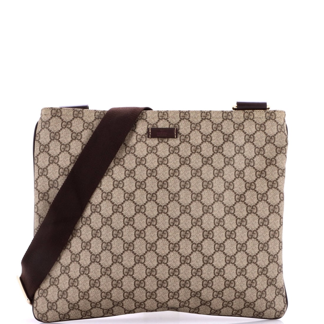 Gucci Zip Top Messenger Bag GG Coated Canvas Large: Gucci Zip Top Messenger Bag GG Coated Canvas Large Brown Gucci Zip Top Messenger Bag with GG Coated Canvas Exterior, featuring a large size and gold tone hardware. This excellent condition bag has min