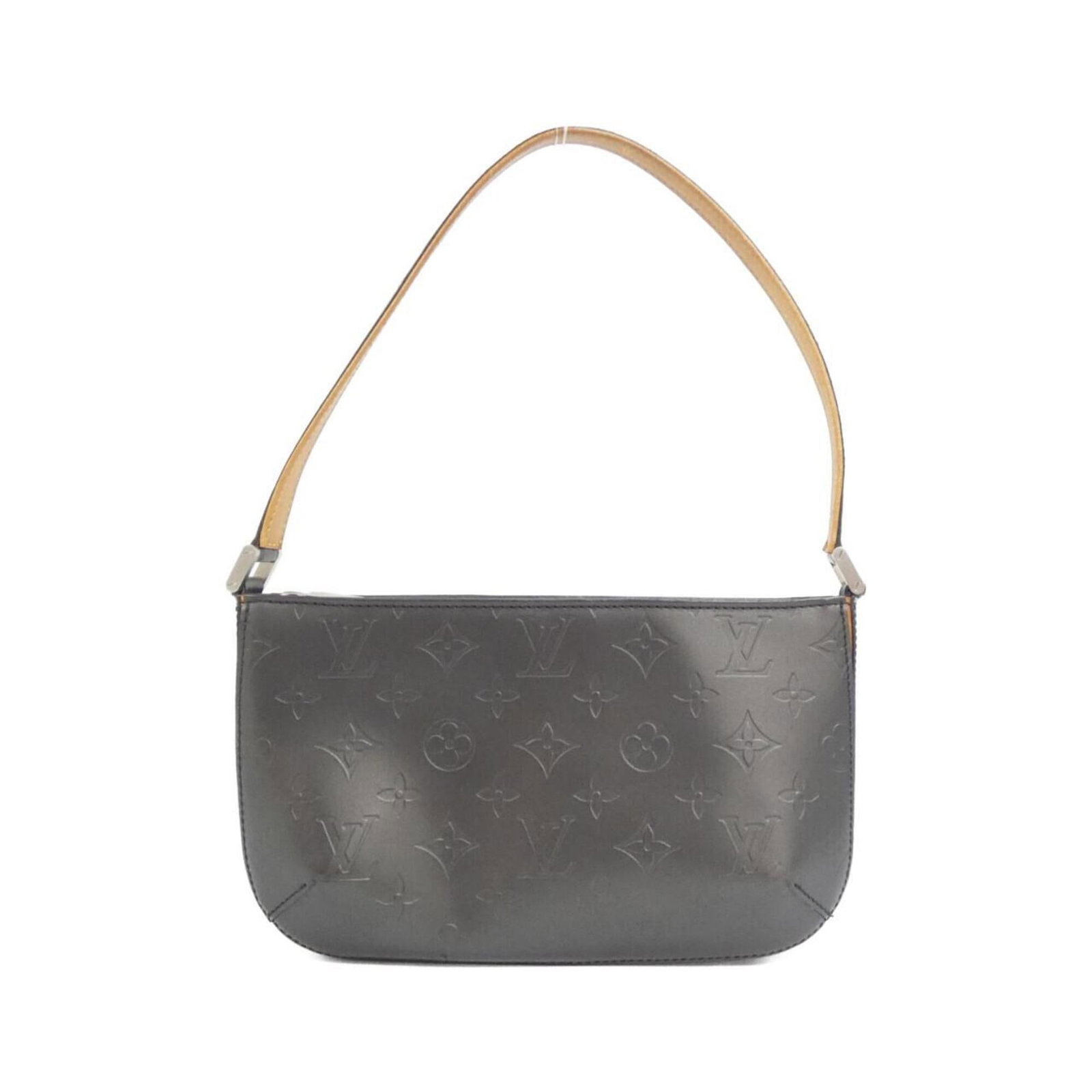Shoulder Bag Leather Louis Vuitton: Shoulder Bag Leather Louis Vuitton Black calf leather shoulder bag with matte silver hardware, featuring a sleek design and classic style. The bag measures 15cm x 25cm x 8cm and is made from high-qual