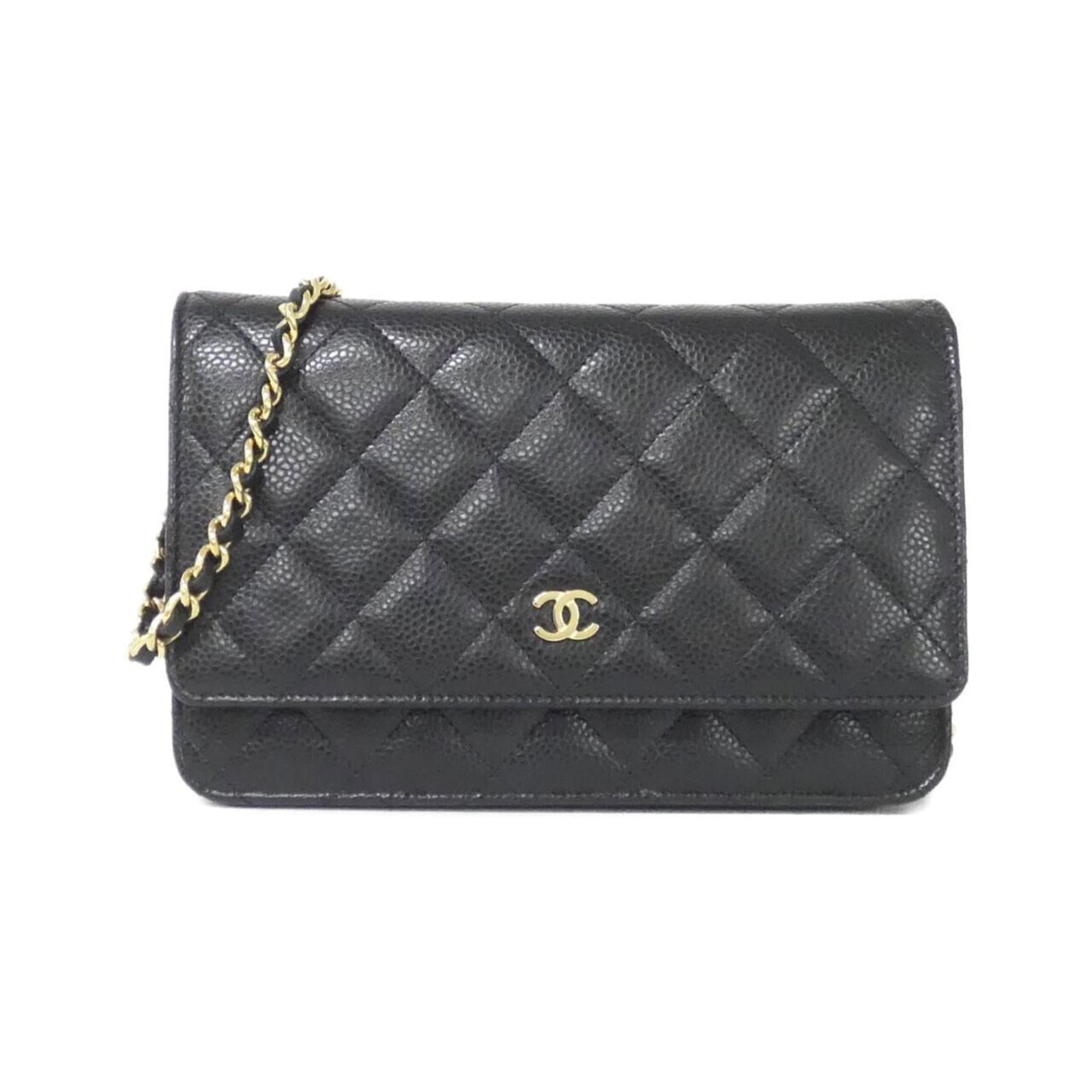 Chanel Chain/ Shoulder Wallet Grained Calfskin: Chanel Chain/ Shoulder Wallet Grained Calfskin Chain/Shoulder wallet made from grained calfskin, available in black and Bordeaux. This stylish accessory features a sleek design with a size that measur