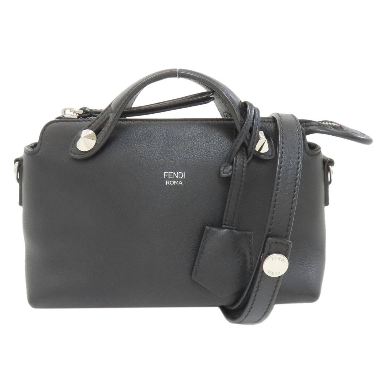 Fendi Handbag Leather: Fendi Handbag Leather Black Fendi Handbag Calfskin Leather. Made from high-quality leather, this black handbag measures 13cm x 22cm x 9cm and features a distinctive design. The sleek design and
