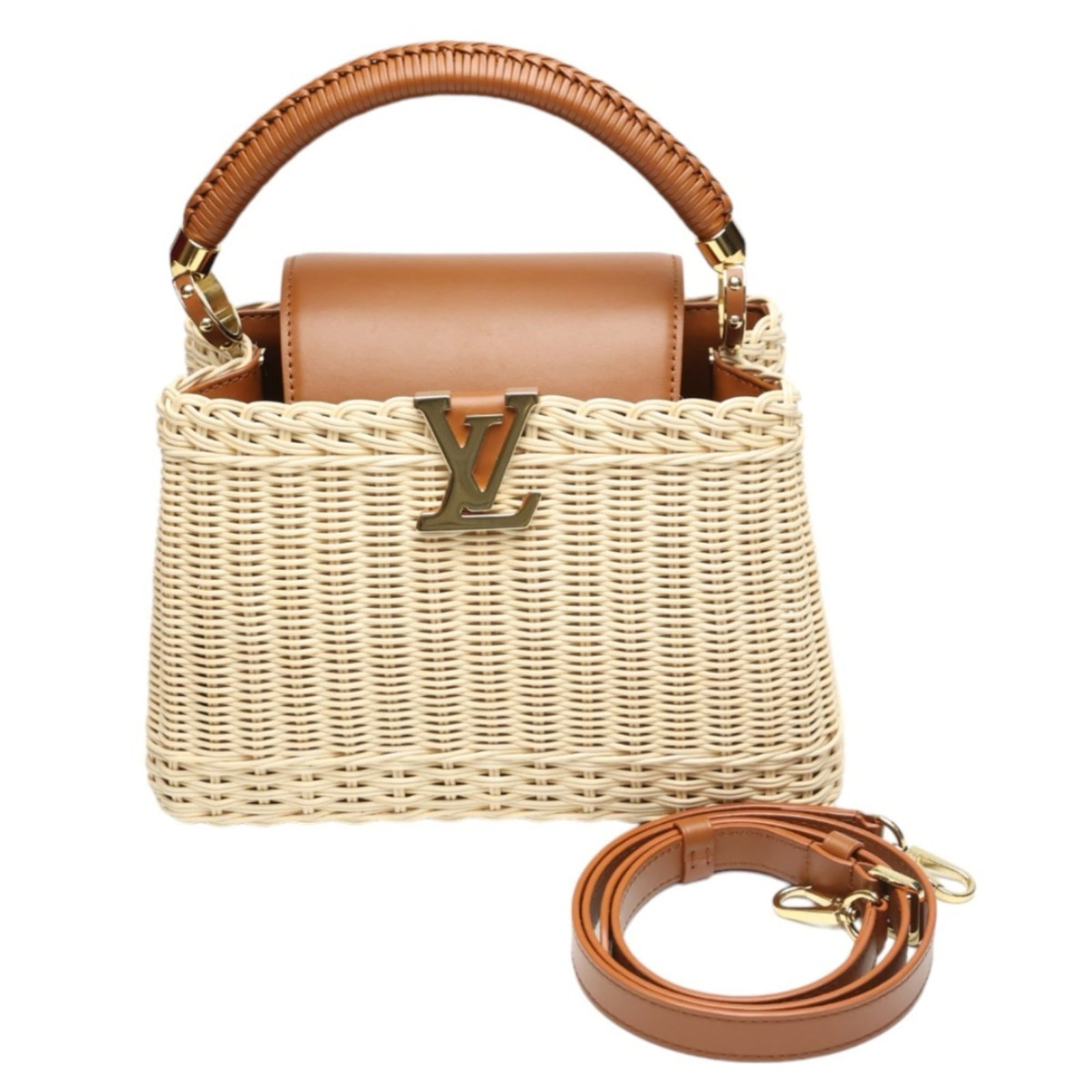 Shoulder Bag Leather Louis Vuitton: Shoulder Bag Leather Louis Vuitton This genuine Louis Vuitton shoulder bag features a classic design with a beige, brown leather exterior and a sturdy RFID-blocking material. Measuring 17cm x 27cm x 1