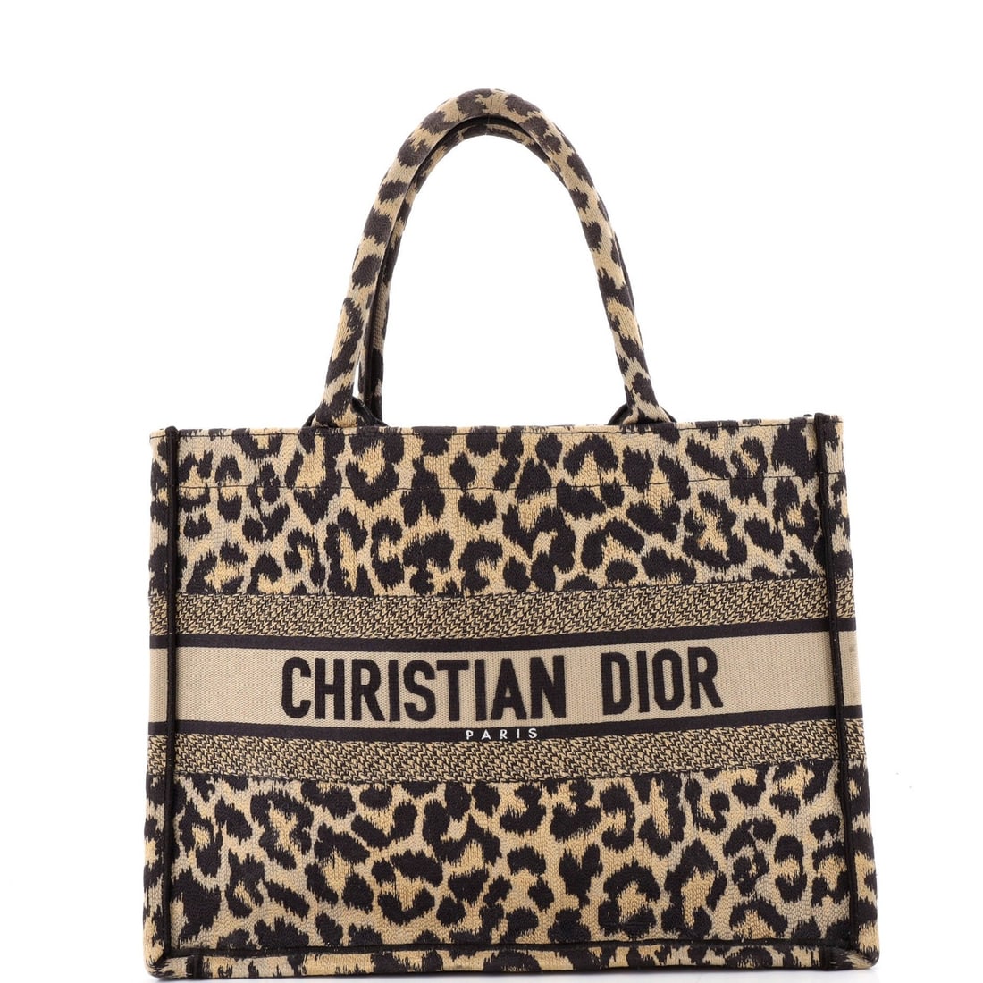 Canvas tote book medium Mizza embroidered Dior Christian: Canvas tote book medium Mizza embroidered Dior Christian Canvas tote book medium Mizza embroidered Dior Christian. This brown canvas medium book tote features an embroidered Mizza design, with edge
