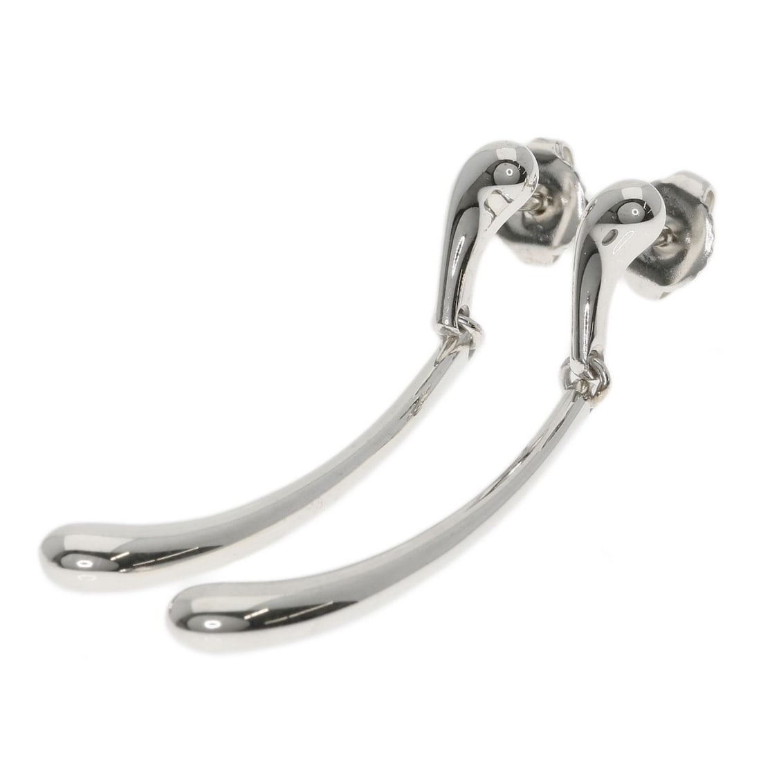Elongated Teardrop Earring Silver 14K by Tiffany and Co: Elongated Teardrop Earring Silver 14K by Tiffany and Co Elegant and understated, the Elongated Teardrop Earring by Tiffany and Co. showcases sleek silver design with no stone accenting its elongated t