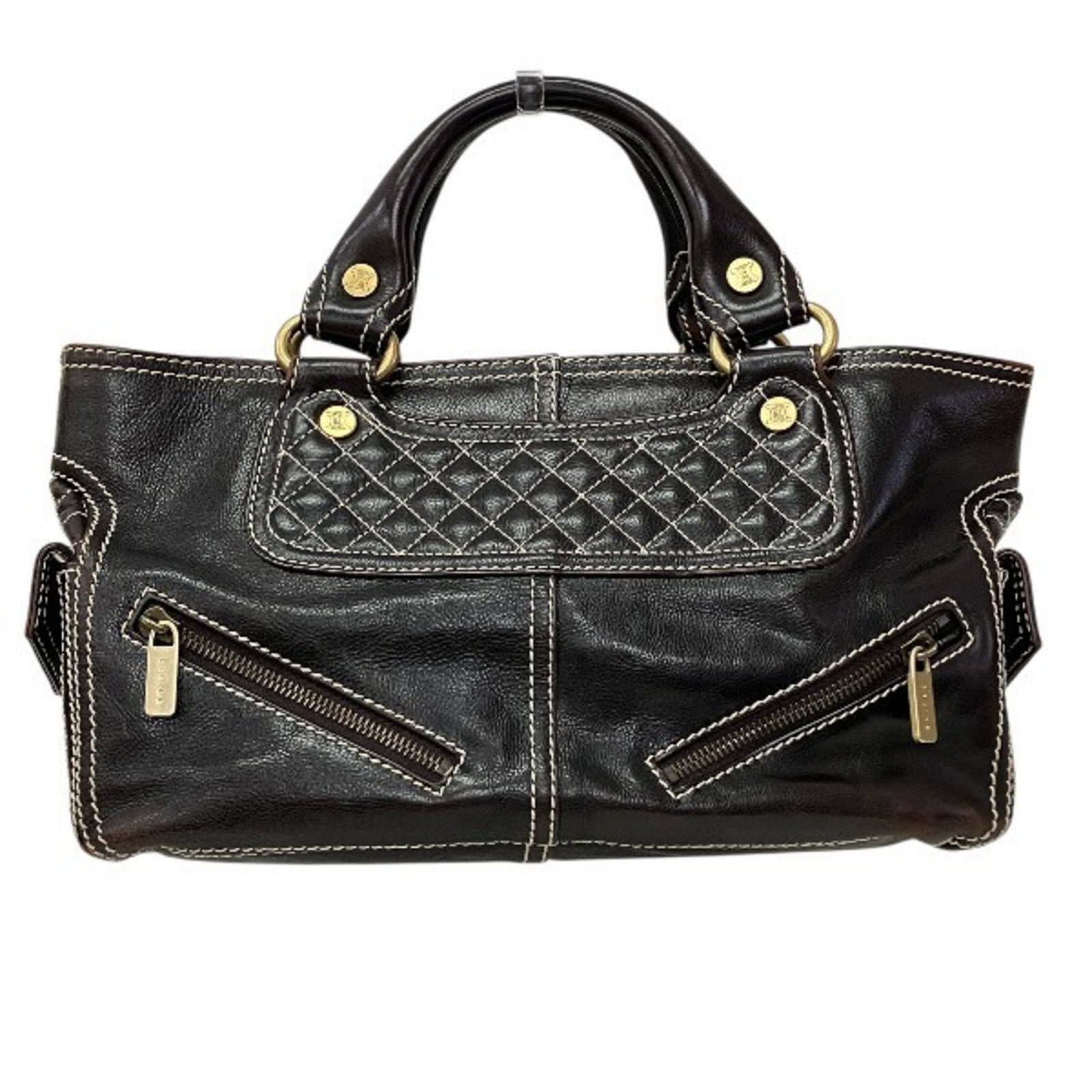 Handbag Celine Leather: Handbag Celine Leather Black Celine leather handbag with dimensions 17cm x 32cm x 15cm. This sleek and compact bag features high-quality leather construction, perfect for everyday use. Its classic des