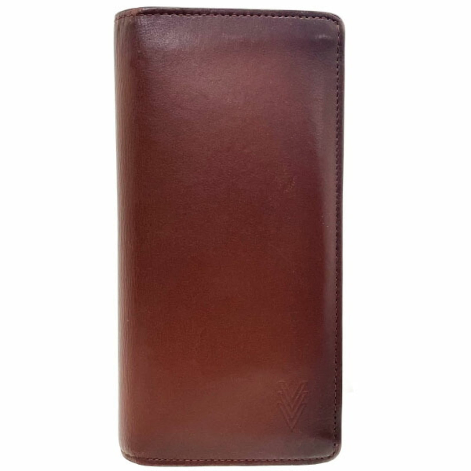 Long Wallet Bi Fold Leather Louis Vuitton: Long Wallet Bi Fold Leather Louis Vuitton Brown, ombre-effect leather bi-fold wallet with dimensions of 19cm x 9.5cm x 2cm. This long wallet features a classic design and is made from high-quality lea