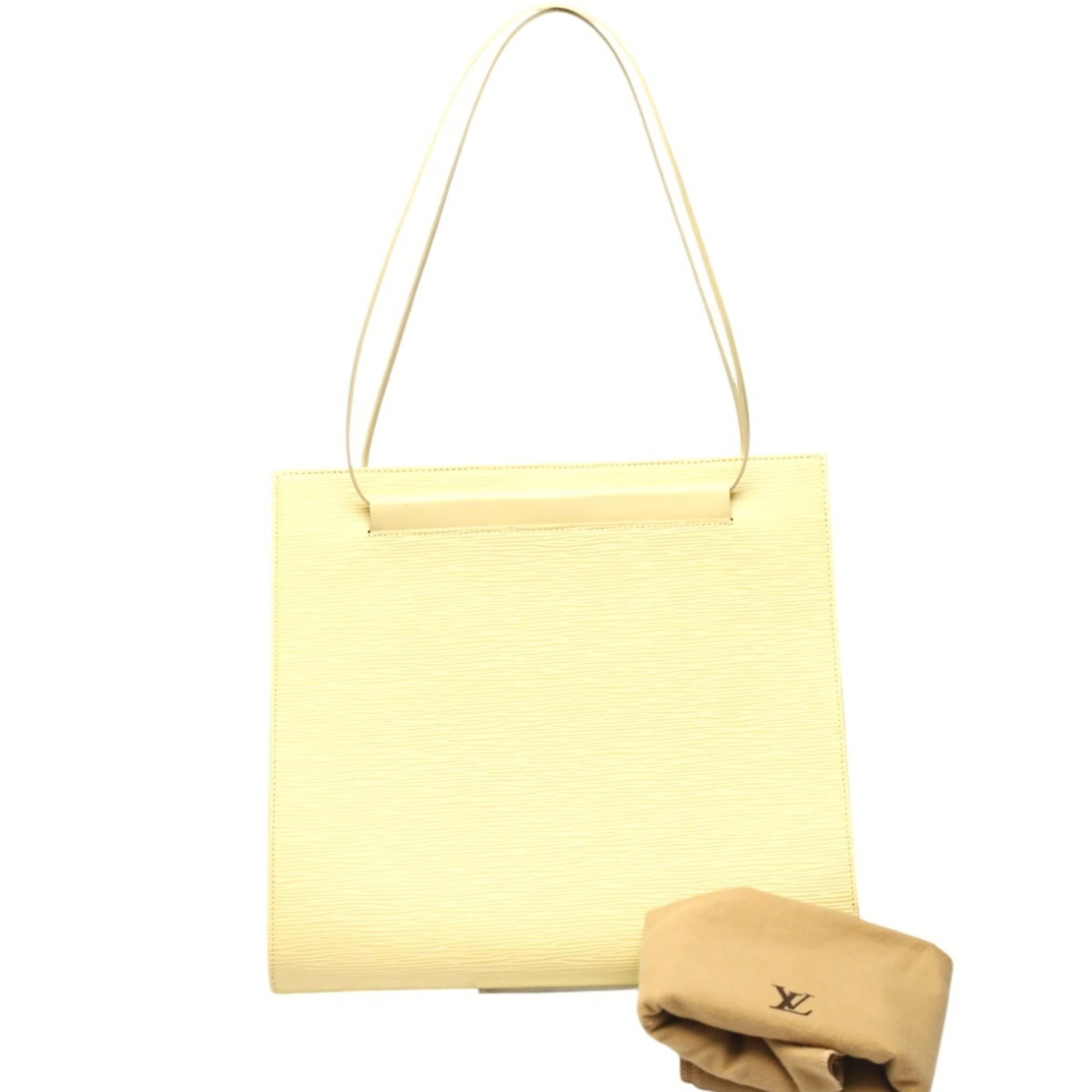Vuitton Leather Epi Bag Shoulder Louis: Vuitton Leather Epi Bag Shoulder Louis The Louis Vuitton Epi bag features iconic yellow Epi leather, a timeless design element of the brand. This shoulder bag measures 28cm x 30cm x 3.5cm and comes