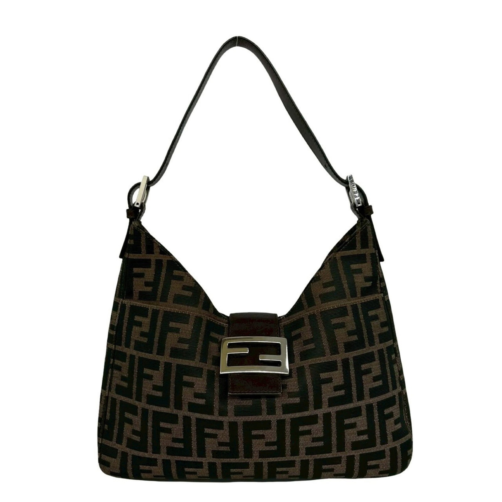 Canvas Leather Fendi Bag Shoulder: Canvas Leather Fendi Bag Shoulder Canvas Leather Fendi Bag Shoulder - A stylish shoulder bag with canvas and leather construction, available in black and brown colors. Measuring 17cm x 28cm x 4cm, it
