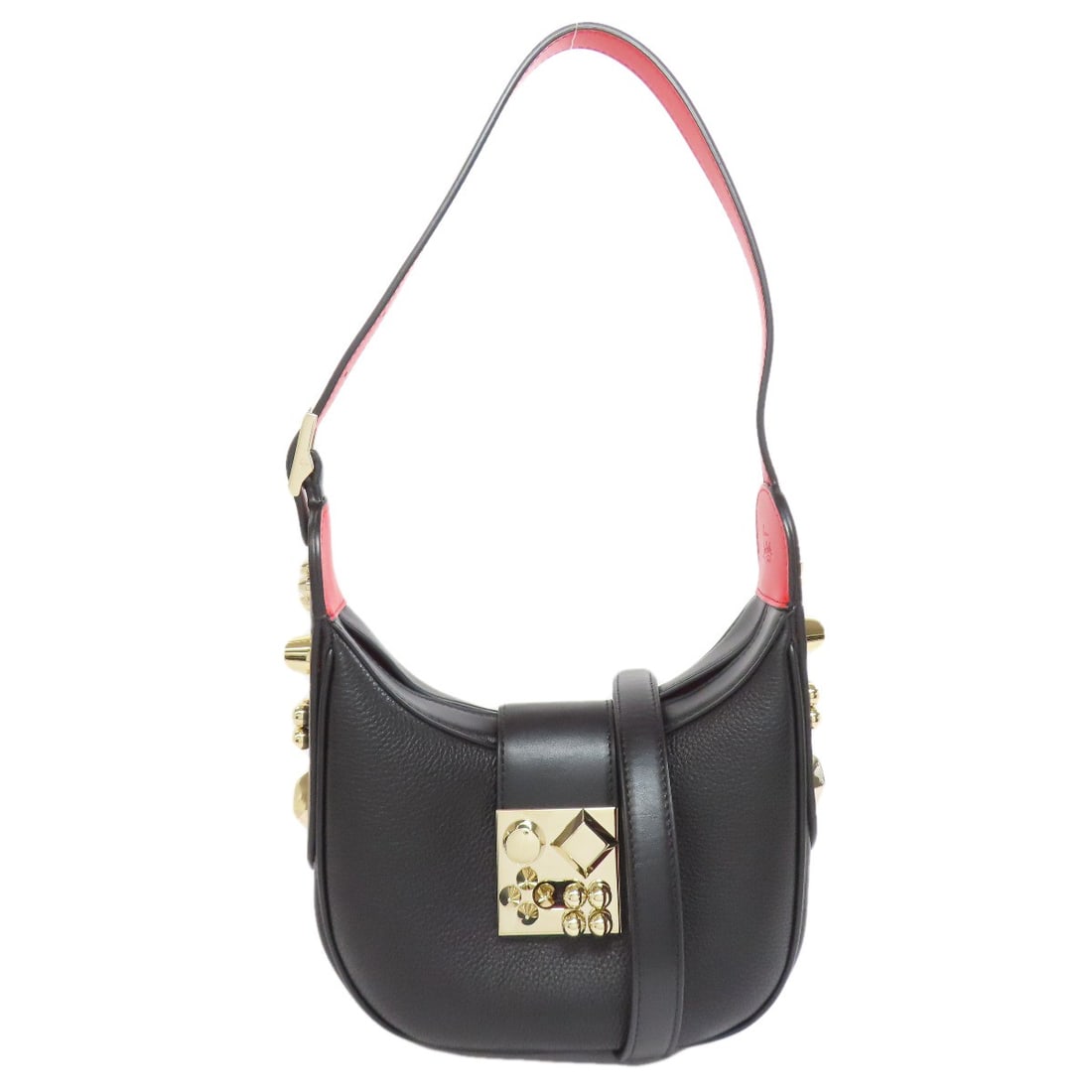 Studs Leather Handbag Belt One Christian Louboutin: Studs Leather Handbag Belt One Christian Louboutin Studs Leather Handbag Belt by Christian Louboutin in black leather, featuring the iconic handbag style. This belt showcases the signature studs that