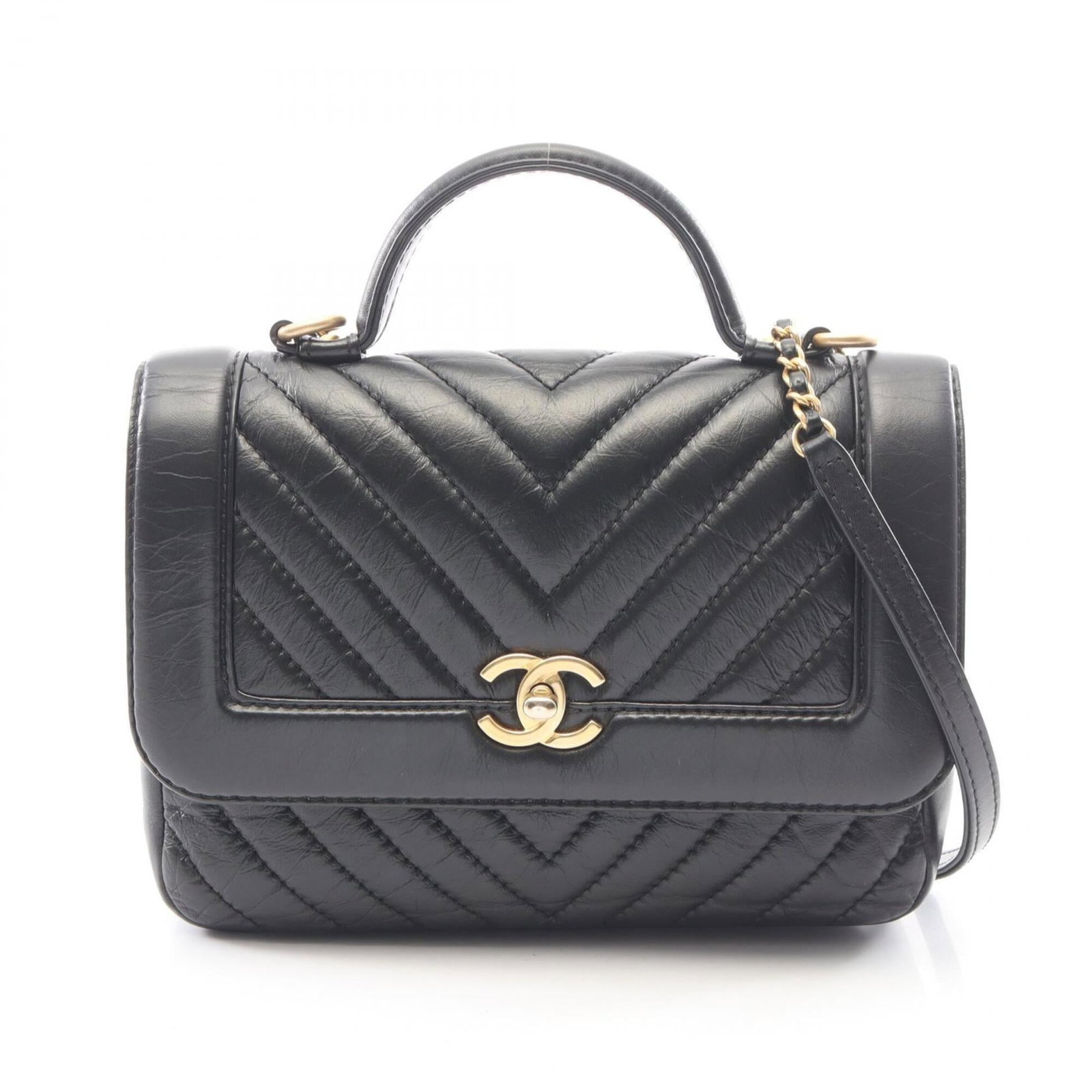 Chanel Handbag Shoulder Bag Leather: Chanel Handbag Shoulder Bag Leather Black leather Chanel shoulder bag with gold hardware, measuring 16cm x 23cm x 7cm. This stylish handbag boasts a classic design and sleek silhouette. Its timeless