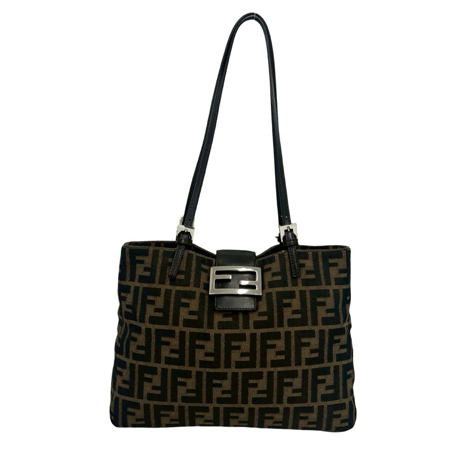 Canvas Leather Fendi Bag Tote Shoulder: Canvas Leather Fendi Bag Tote Shoulder Canvas Leather Fendi Bag Tote Shoulder - A stylish and versatile shoulder bag with a canvas and leather combination, available in black and brown colors. Measuri