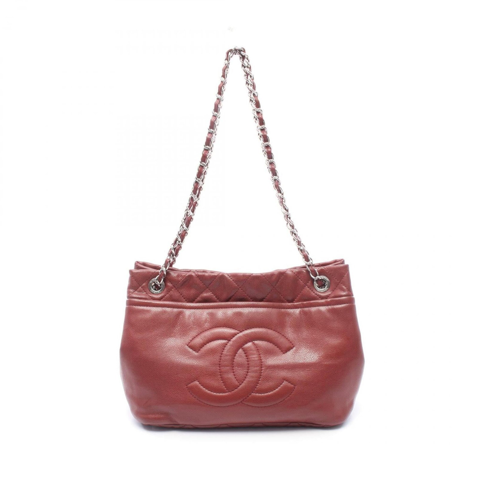 Chanel Handbag Tote Bag Grained Calfskin: Chanel Handbag Tote Bag Grained Calfskin Bordeaux Grained Calfskin Tote Bag from Chanel, featuring a classic design with a timeless combination of style and sophistication. Measuring 25cm x 33cm x 16c