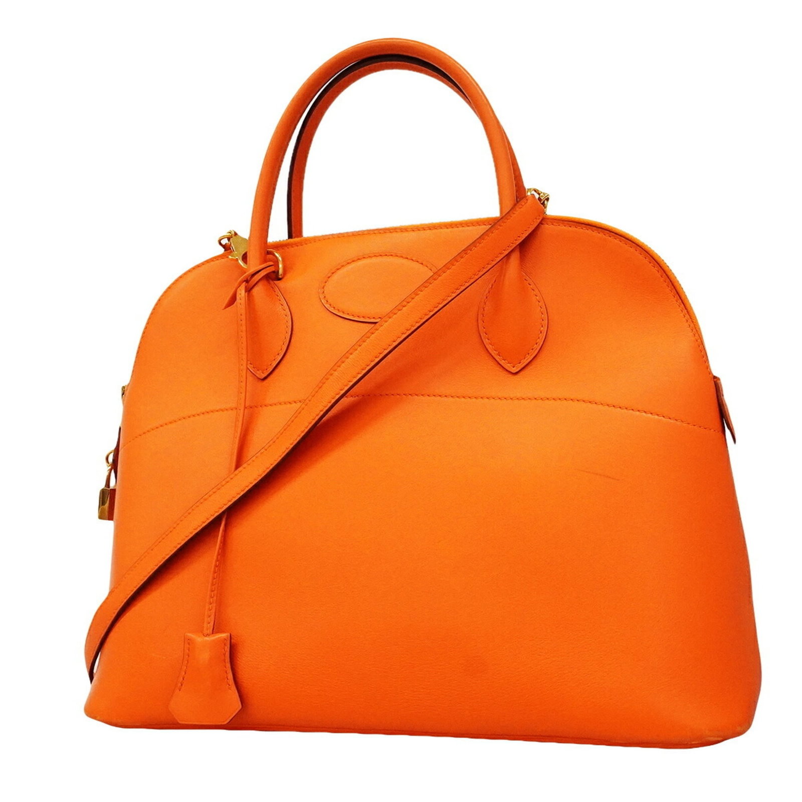 Swift Leather Handbag Hermes: Swift Leather Handbag Hermes Swift Leather Handbag in Vibrant Orange, Crafted from High-Quality Swift Leather and Finished with Gold Hardware. This stylish handbag measures 27cm x 34cm x 13.5cm and is
