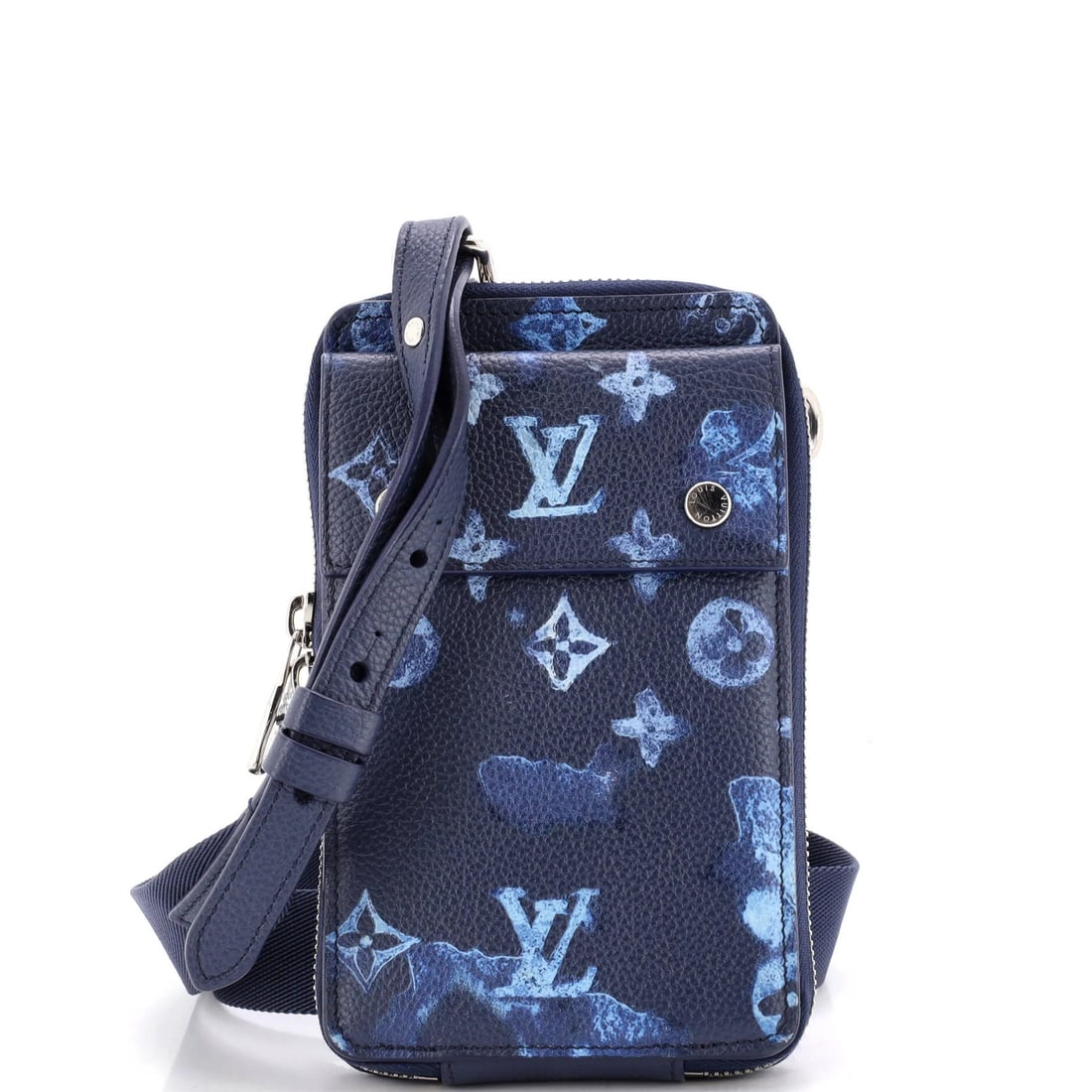 Louis Vuitton Phone Pouch Limited Edition Monogram Ink Watercolor Leather: Louis Vuitton Phone Pouch Limited Edition Monogram Ink Watercolor Leather The Louis Vuitton Phone Pouch Limited Edition Monogram Ink Watercolor Leather features a striking blue exterior with