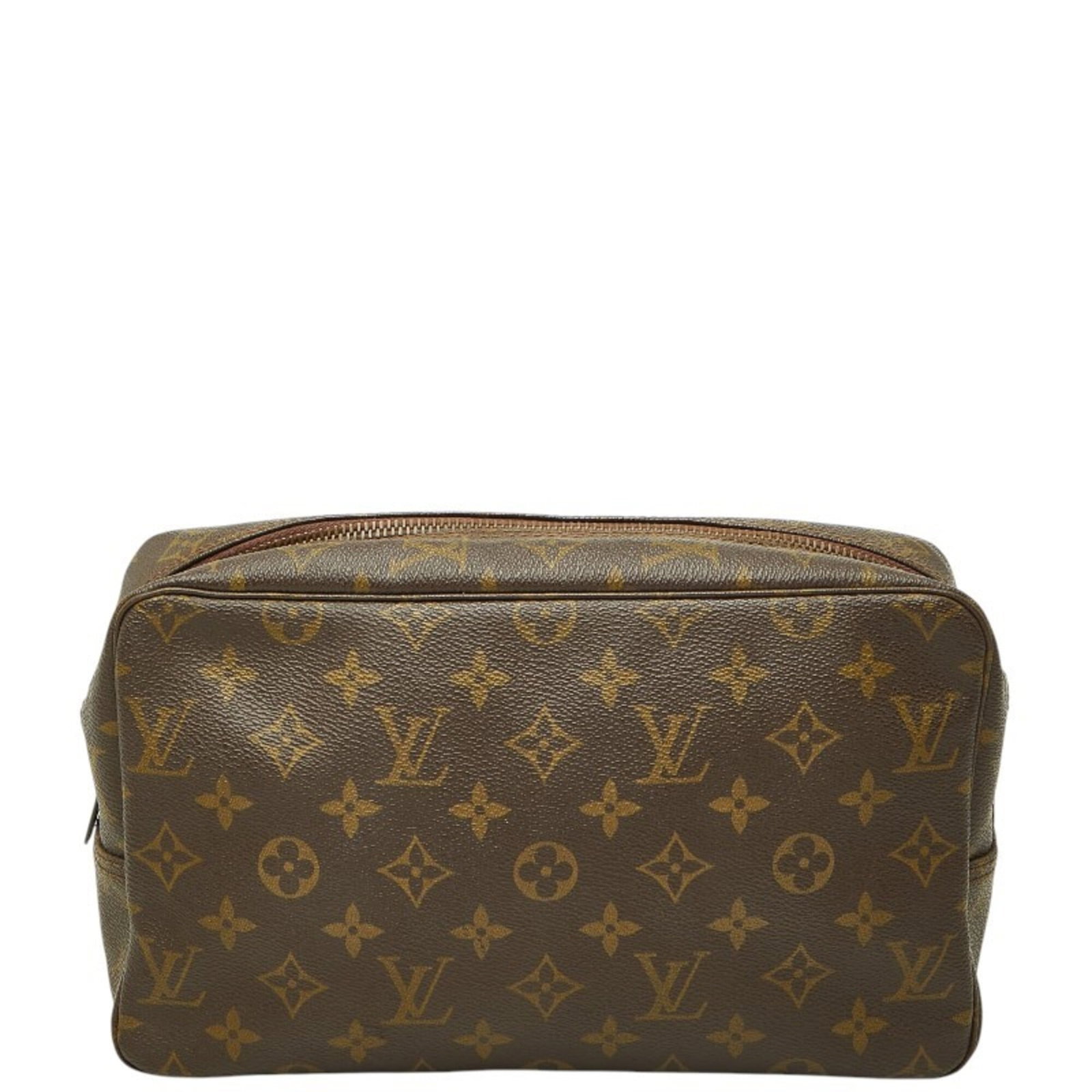 Leather clutch bag PVC Louis Vuitton: Leather clutch bag PVC Louis Vuitton PVC and leather construction gives this Louis Vuitton clutch bag its distinctive look, with brown color adding a touch of sophistication. Measuring 16cm x 27cm x 7
