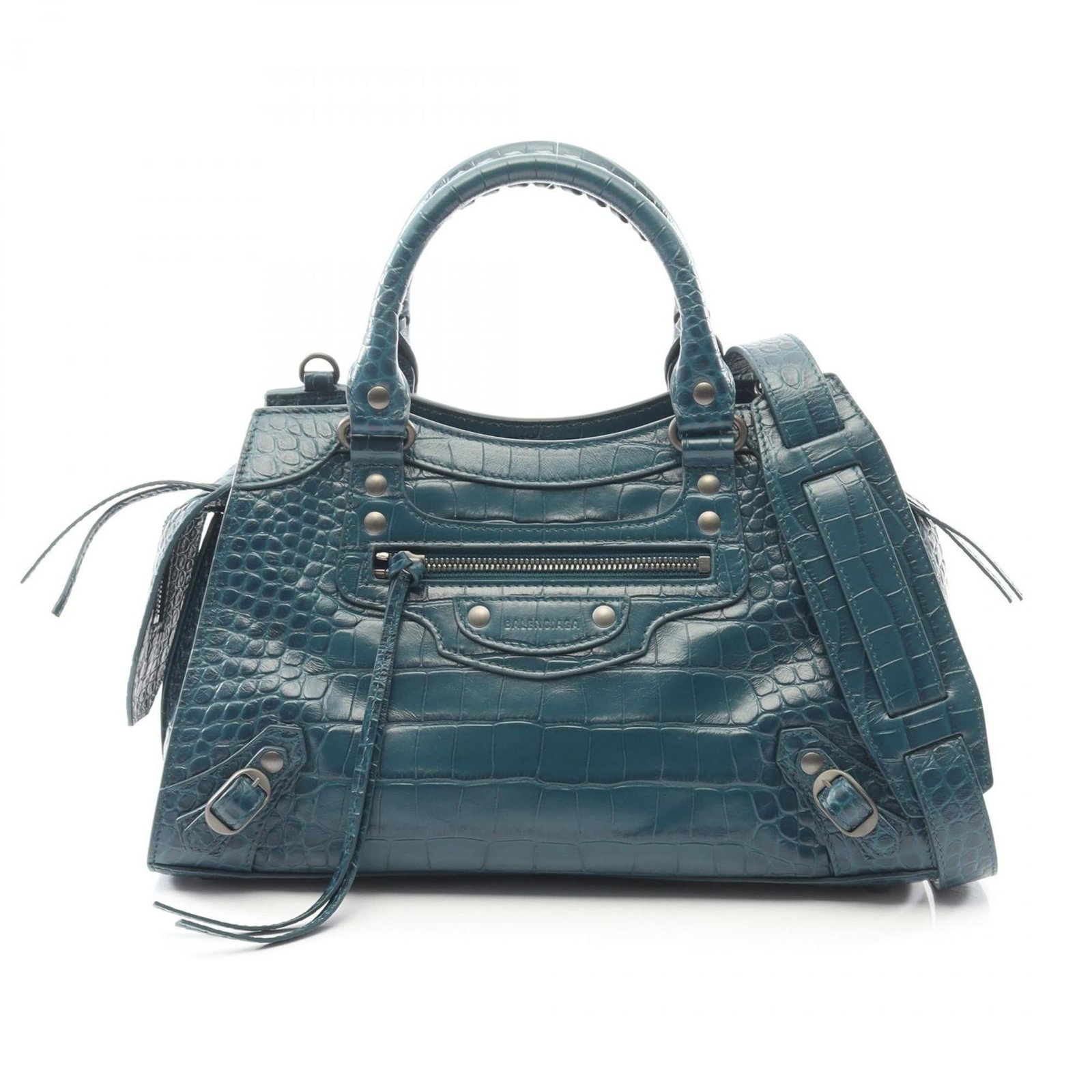 Balenciaga Handbag Leather: Balenciaga Handbag Leather Balenciaga Handbag Leather is made from high-quality leather, available in green. The bag features a shoulder strap for added convenience. Its compact size measures 19cm x 3