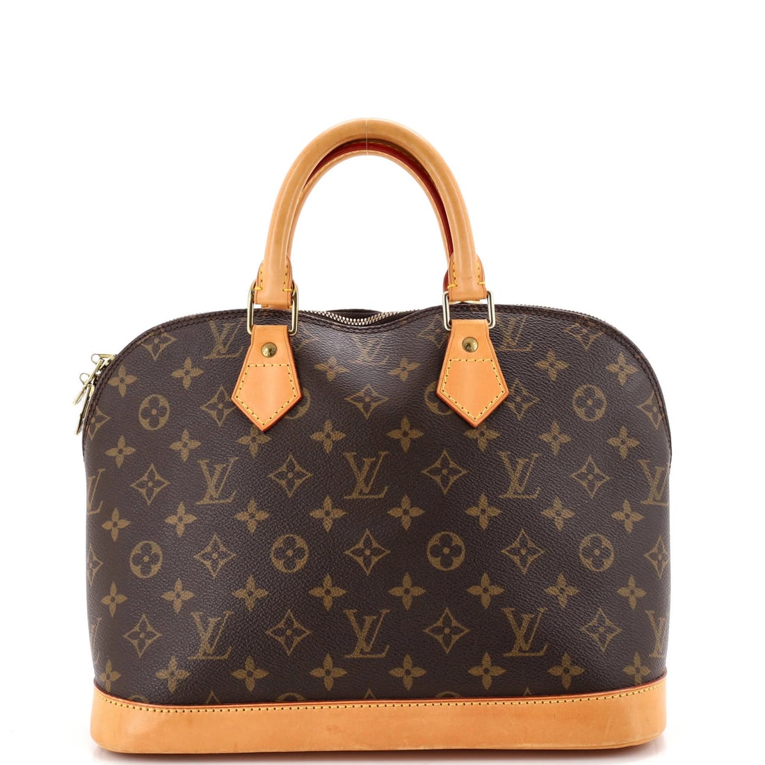 Louis Vuitton Vintage Alma Monogram Handbag Canvas PM: Louis Vuitton Vintage Alma Monogram Handbag Canvas PM Canvas PM Vintage Alma Monogram Handbag in Brown. This Louis Vuitton handbag boasts the iconic monogram canvas pattern, with water marks on the
