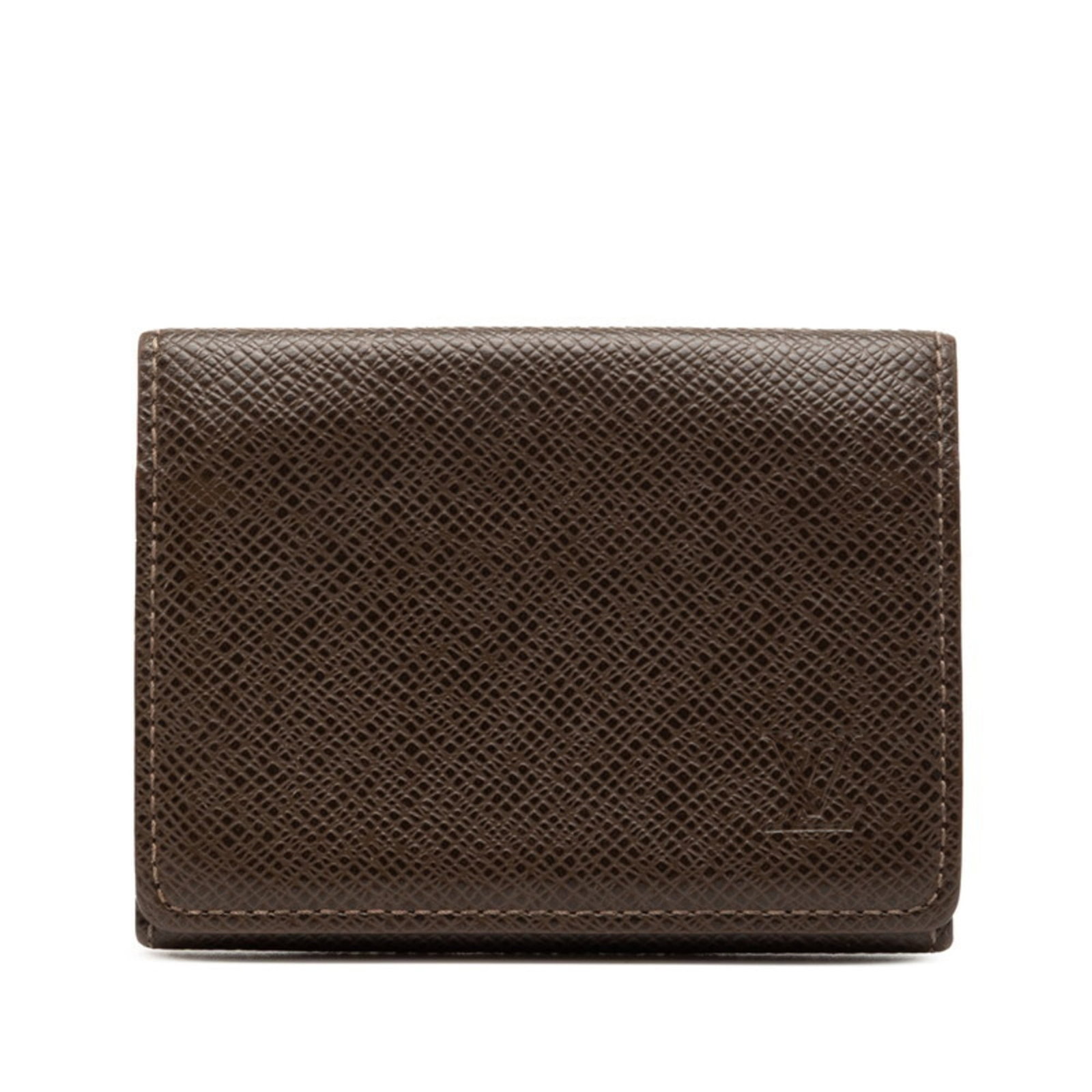 Louis Vuitton Card Case Leather: Louis Vuitton Card Case Leather Dark brown Grizzly leather card case from Louis Vuitton, measuring 8cm x 10.5cm x 1cm in size. Made from high-quality leather with a classic design that showcases the