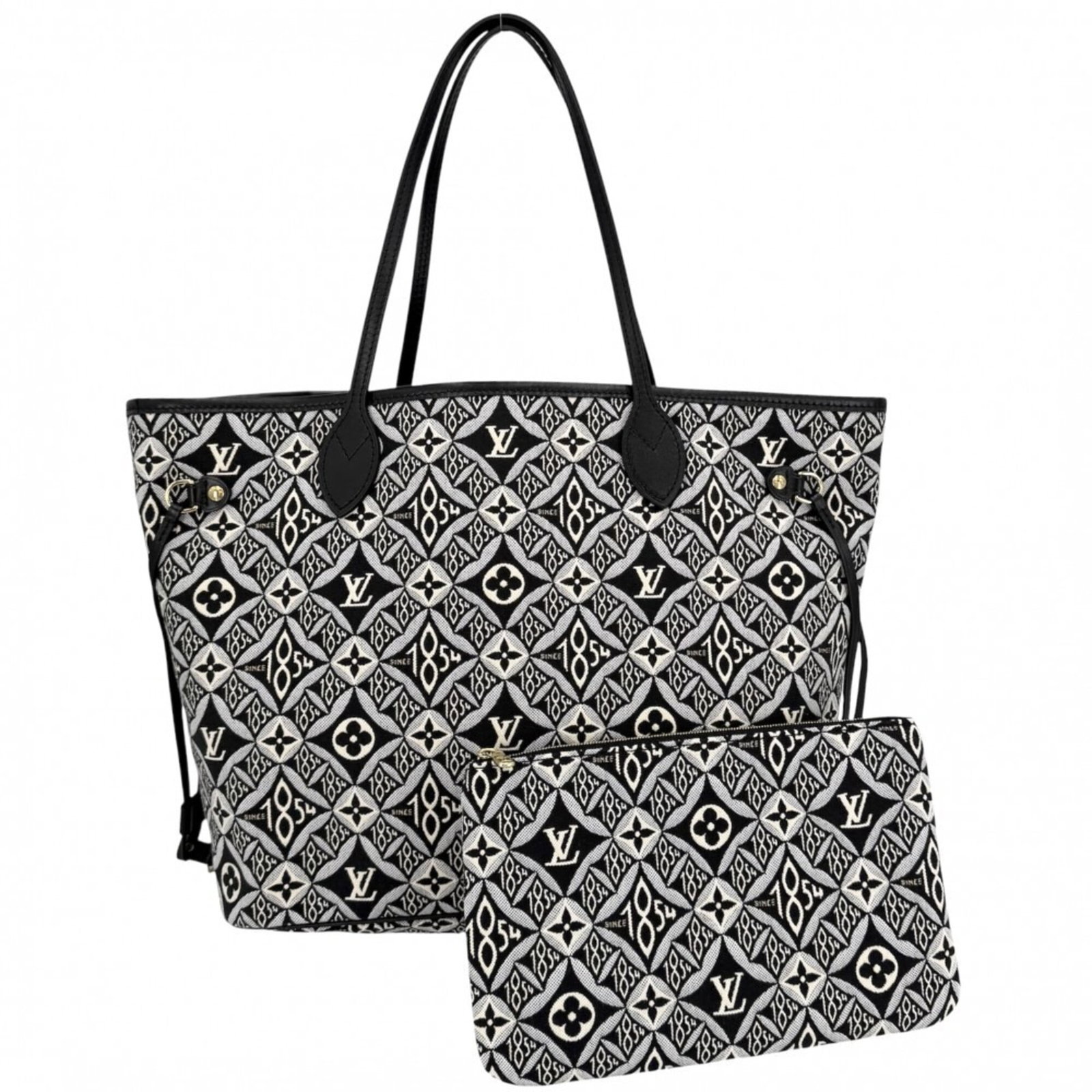 Canvas leather Louis Vuitton tote bag: Canvas leather Louis Vuitton tote bag Canvas leather Louis Vuitton tote bag, featuring a classic design with a black canvas and leather construction. This iconic handbag measures 27cm x 46cm x 15.5cm,