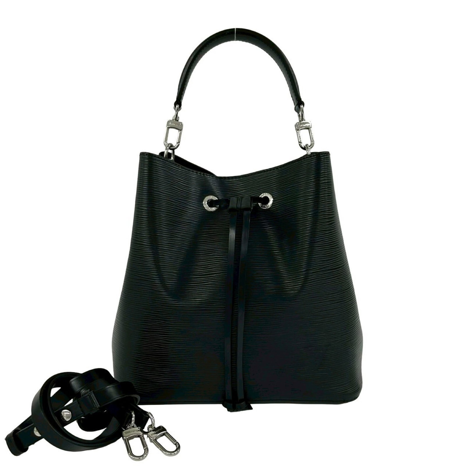 Louis Vuitton Handbag Shoulder Bag Leather: Louis Vuitton Handbag Shoulder Bag Leather Black leather shoulder bag from Louis Vuitton, measuring 25.5cm x 25.5cm x 16.5cm. This classic design features high-quality leather construction and a