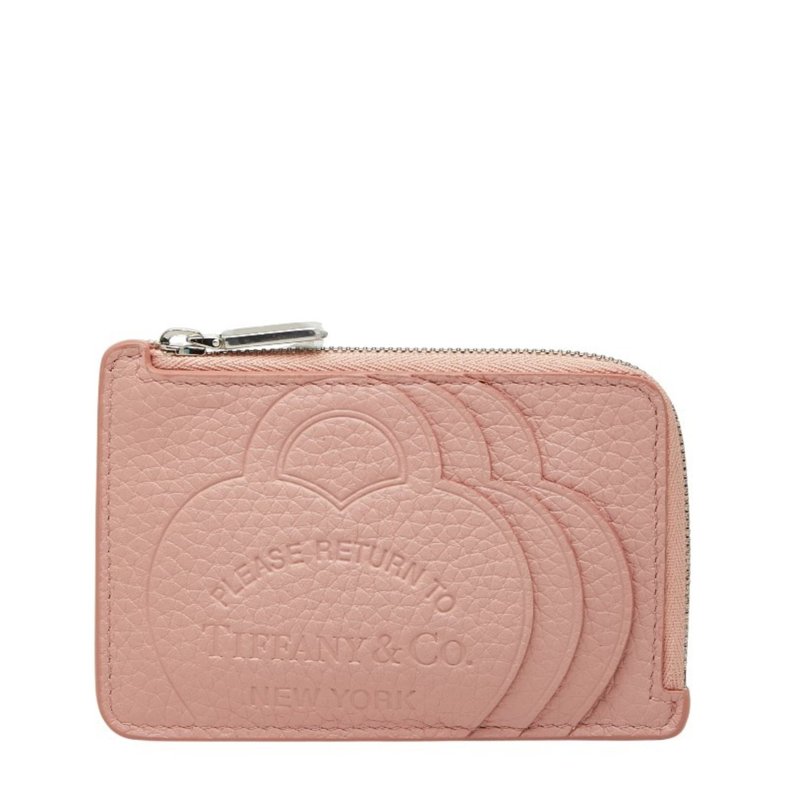Case Leather Card Tiffany: Case Leather Card Tiffany Case Leather Card Tiffany features a pink leather design, measuring 8cm x 12cm x 5mm. The item comes with a box and dust bag for storage. A signed work by the artist is inclu