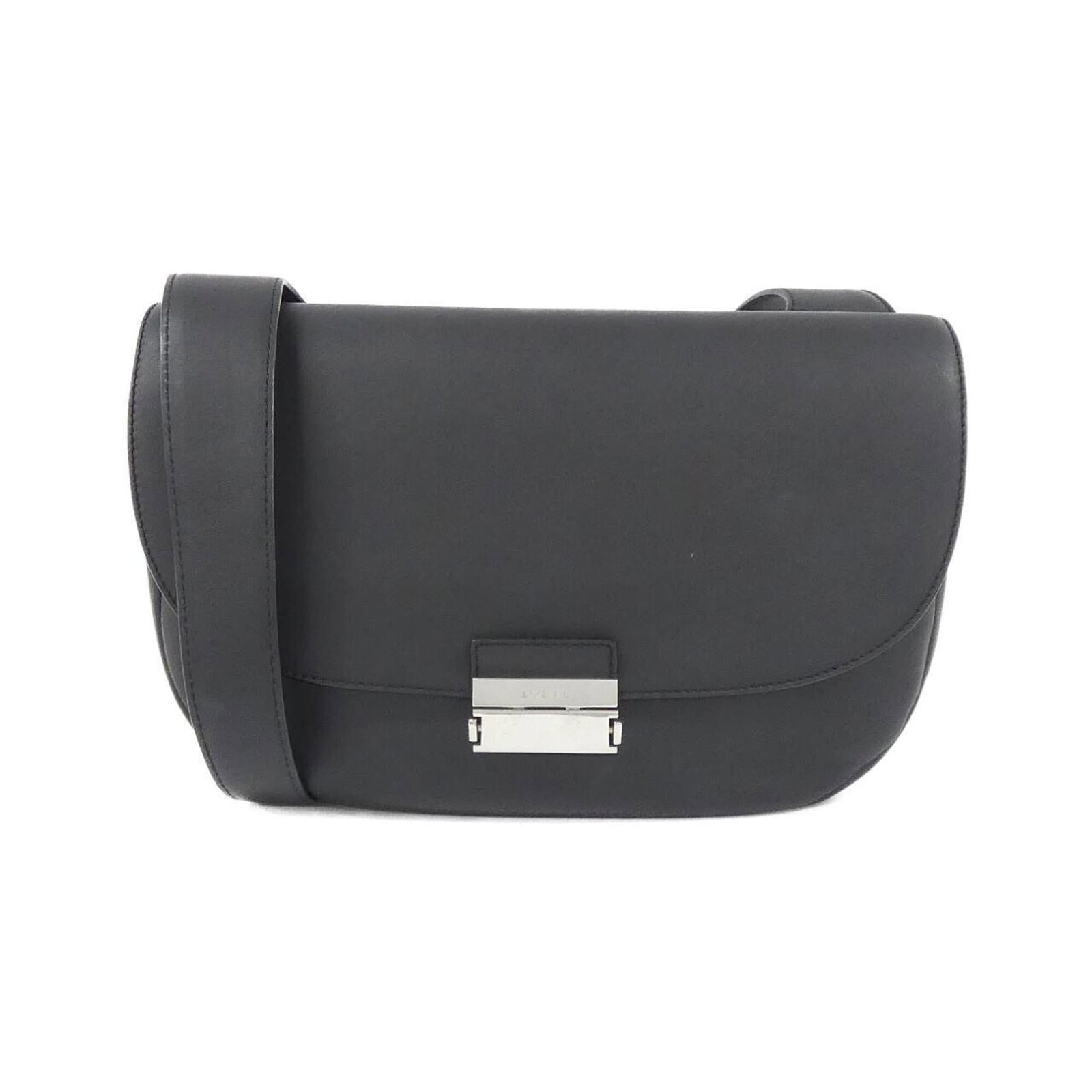 Leather shoulder bag by Loewe: Leather shoulder bag by Loewe Black leather shoulder bag by Loewe, featuring silver hardware and dimensions of 19cm x 30cm x 6.5cm. This sleek design showcases the brand's signature style with clean