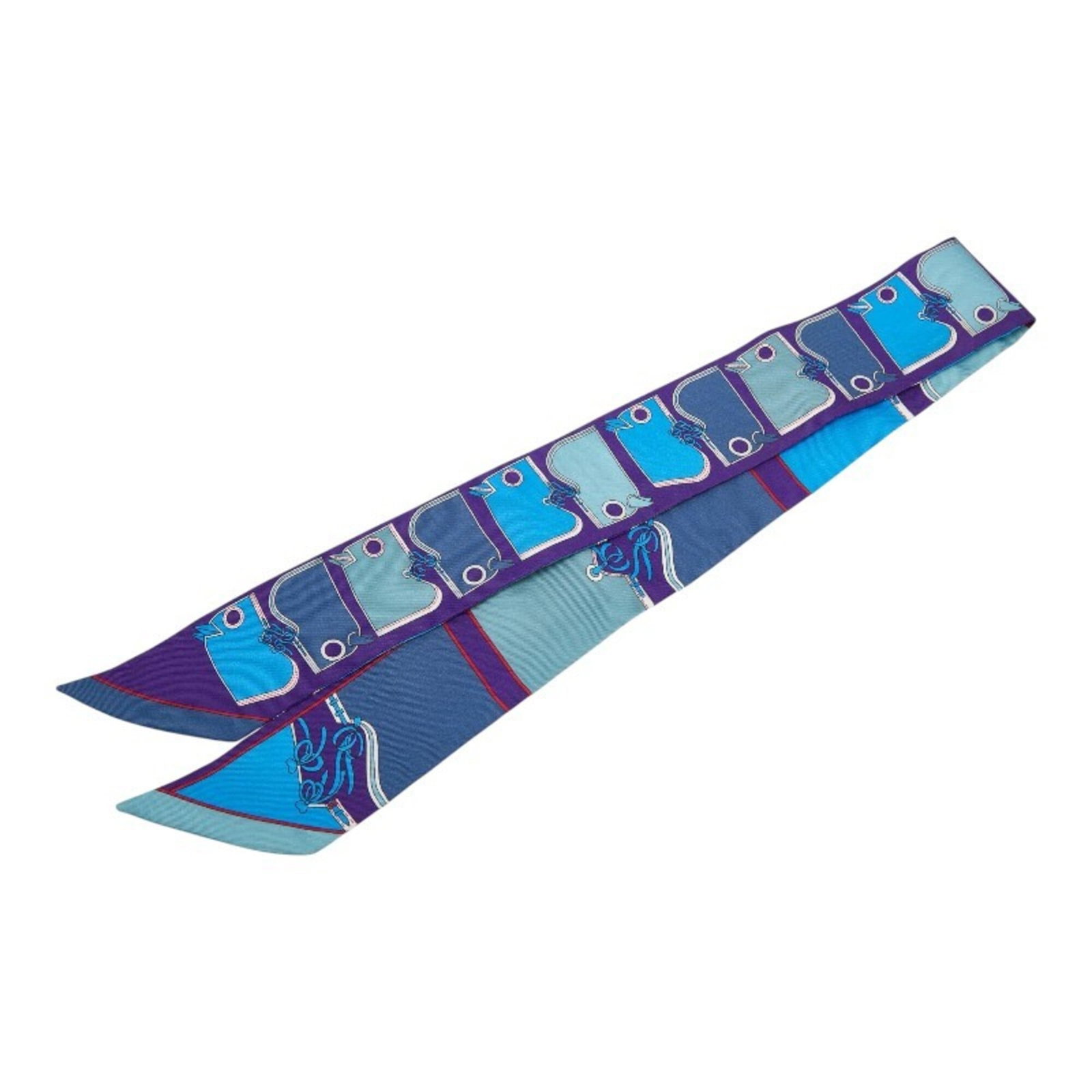Hermes Silk Scarf: Hermes Silk Scarf Silk in blue, measuring 84cm x 33.07'' in length and width, made by Hermes. This scarf features the brand's signature style and craftsmanship. Made from high-quality silk material. I