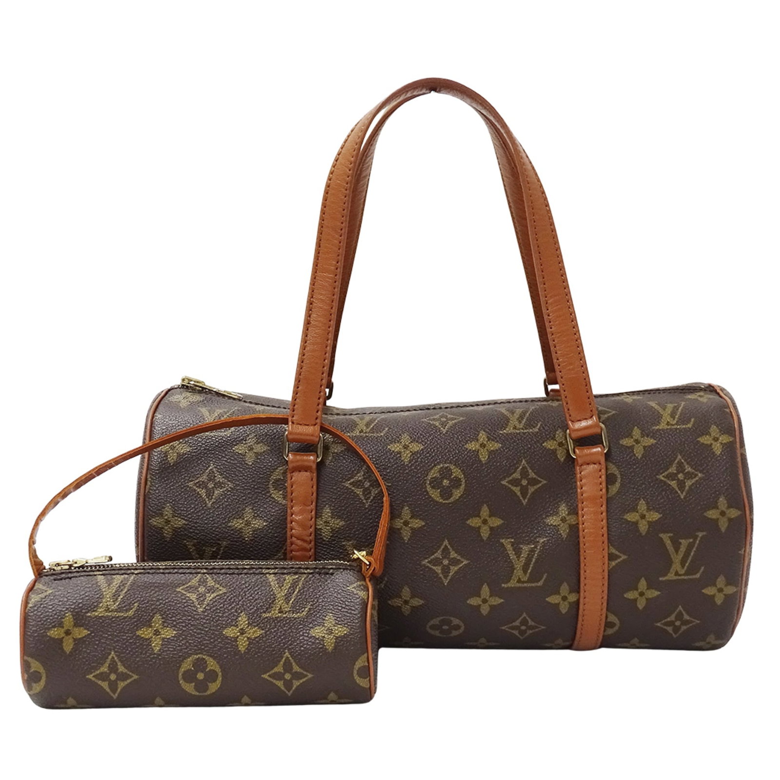 Louis Vuitton Monogram Pouch Handbag: Louis Vuitton Monogram Pouch Handbag The Louis Vuitton Monogram Pouch Handbag boasts its iconic brown, galle, and monogram design, characteristic of the French luxury brand. This compact handbag measu