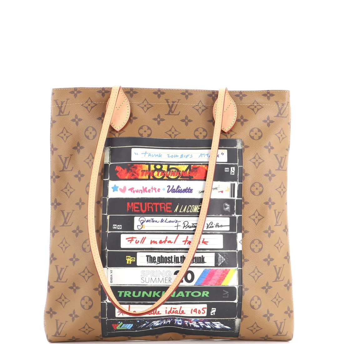 Limited Edition Louis Vuitton Monogram Reverse Video Tape Canvas Carry It: Limited Edition Louis Vuitton Monogram Reverse Video Tape Canvas Carry It Brown Limited Edition Louis Vuitton Monogram Reverse Video Tape Canvas Carry It Tote with gold hardware, featuring minor
