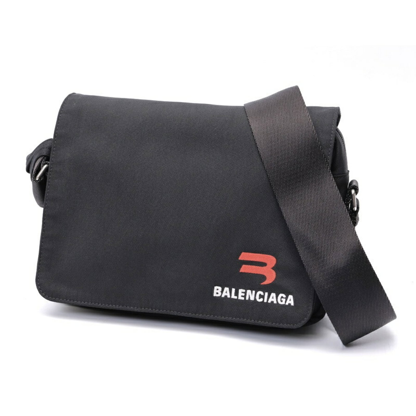 Bag Nylon Shoulder Balenciaga: Bag Nylon Shoulder Balenciaga Black Balenciaga nylon shoulder bag with clean lines and classic design, measuring 20cm x 26cm x 5cm. Made from durable nylon material, this stylish accessory features a